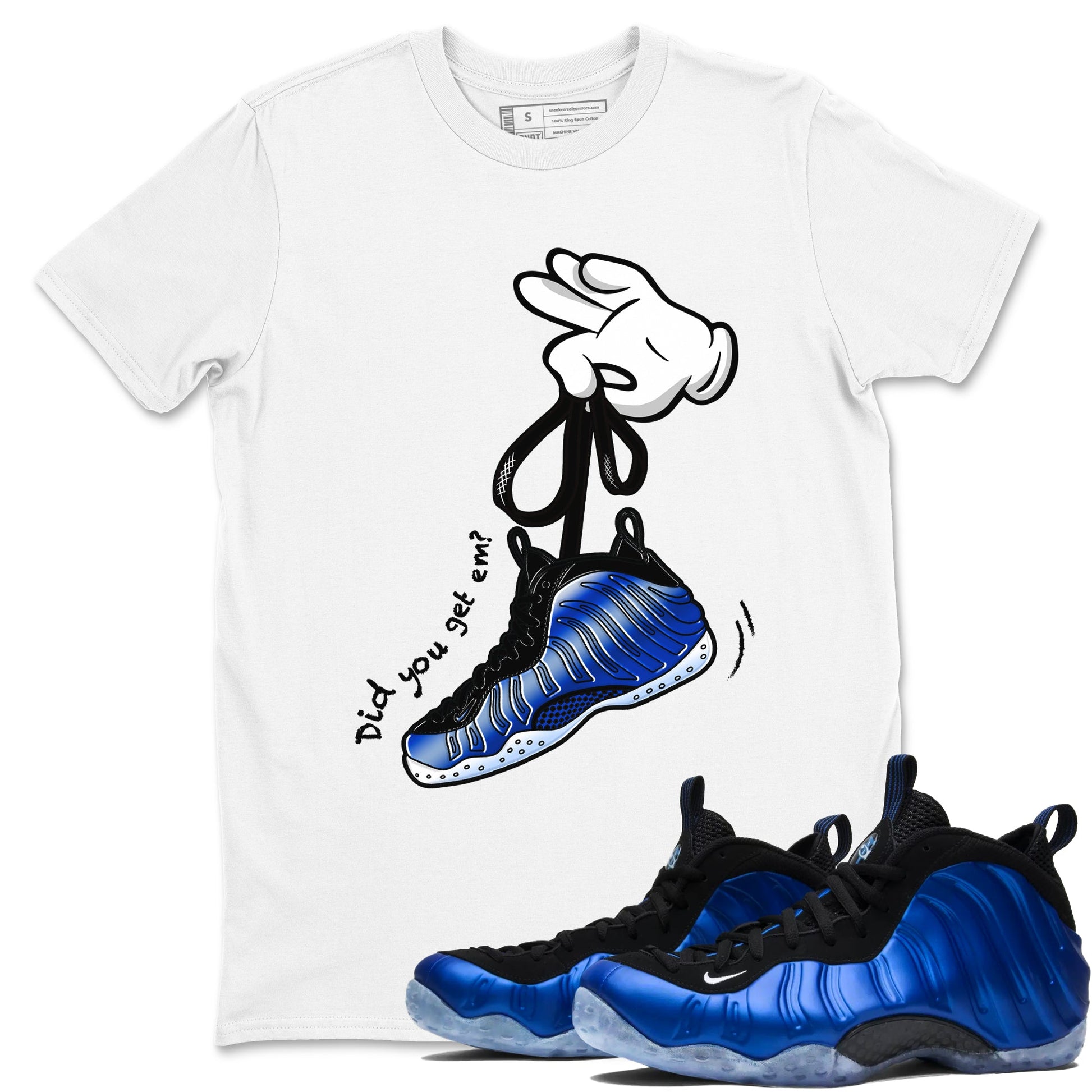 Air Foamposite One Royal shirts to match jordans Cartoon Hands sneaker match tees Foams One Royal match shoes to clothes Drip Gear Zone unisex cotton White 1 shirts