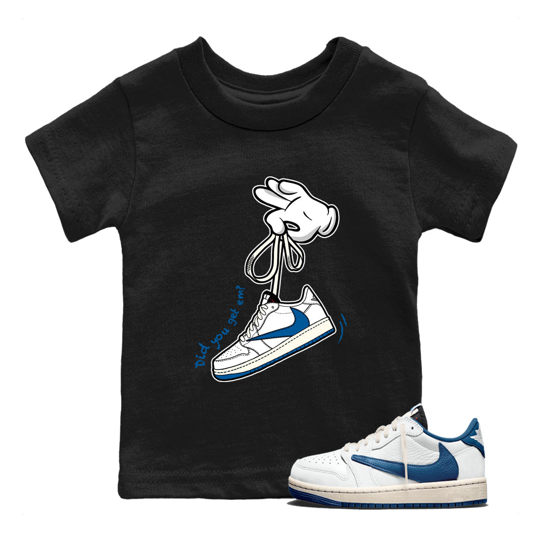 Sneaker match tees  Sneaker Tees To Match Air Jordan 1 Travis Scott Fragment Shoes  Cartoon Hands Kids T-Shirt Black 1