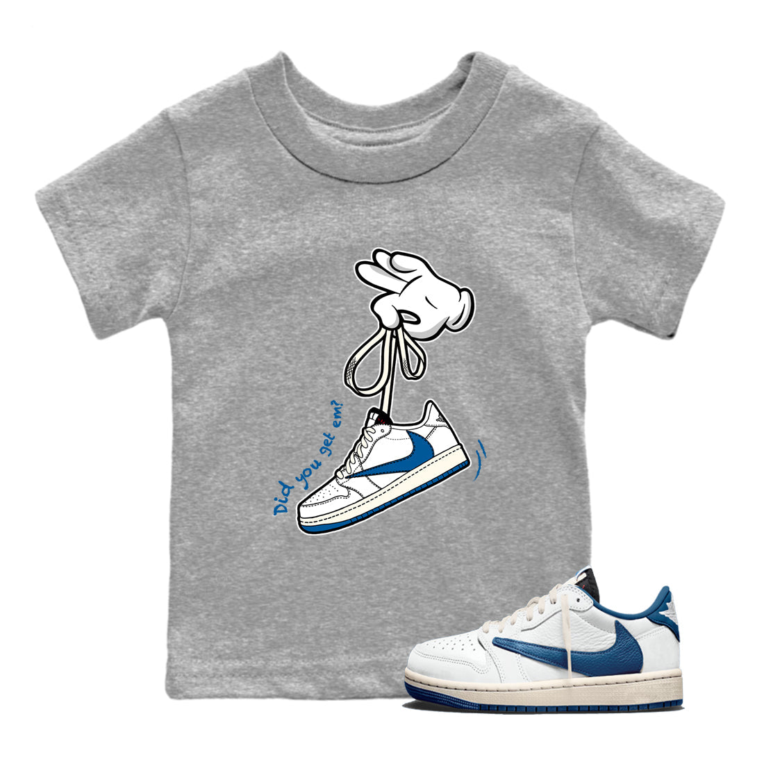 Sneaker match tees  Sneaker Tees To Match Air Jordan 1 Travis Scott Fragment Shoes  Cartoon Hands Kids T-Shirt Heather Grey 1