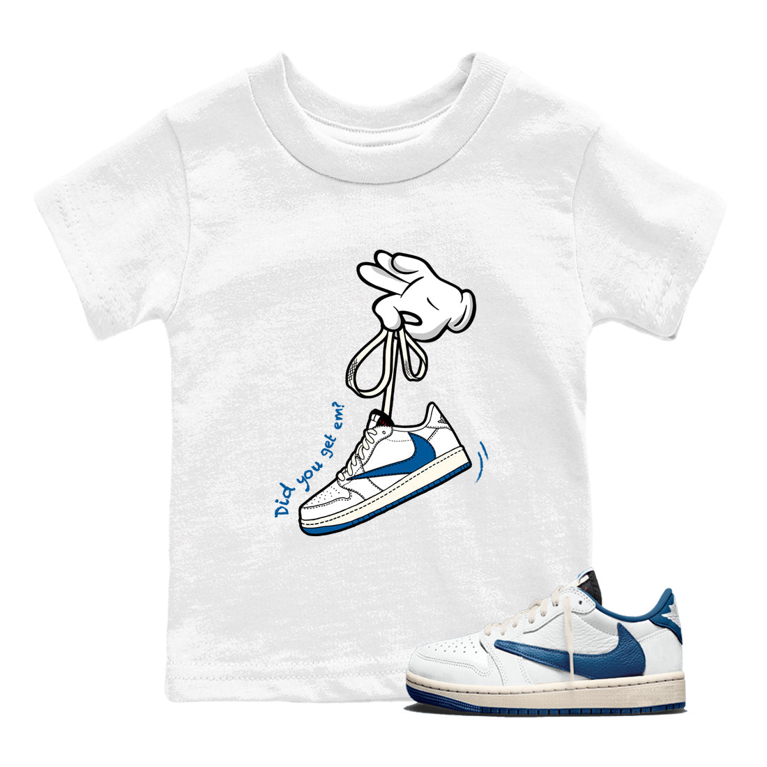 Sneaker match tees  Sneaker Tees To Match Air Jordan 1 Travis Scott Fragment Shoes  Cartoon Hands Kids T-Shirt White 1