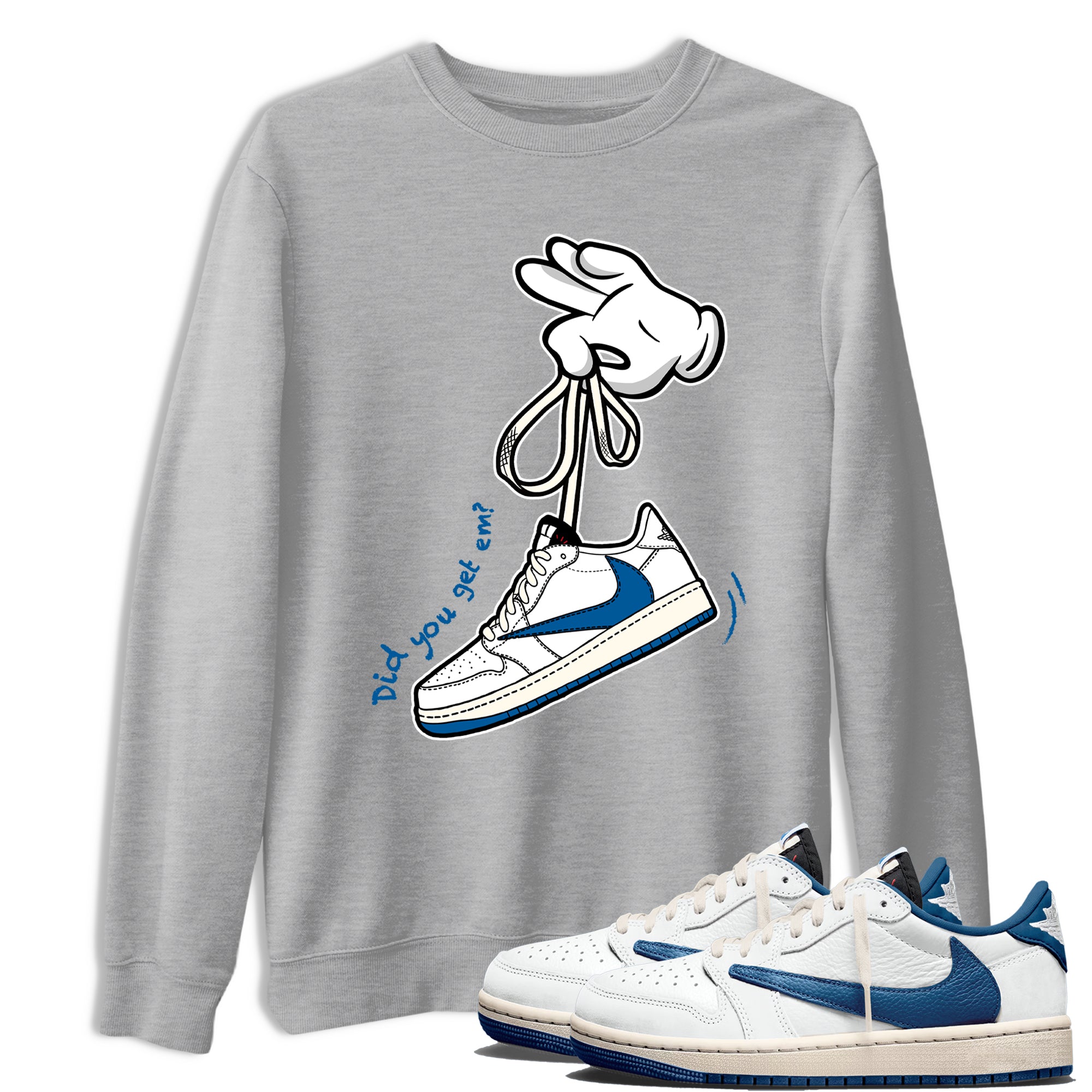 Sneaker match tees  Sneaker Tees To Match Air Jordan 1 Travis Scott Fragment Shoes  Cartoon Hands Tee Heather Grey 1