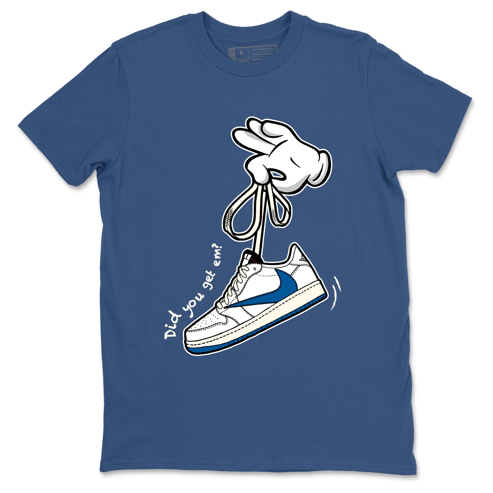 Sneaker match tees  Sneaker Tees To Match Air Jordan 1 Travis Scott Fragment Shoes  Cartoon Hands Tee Denim Blue 2