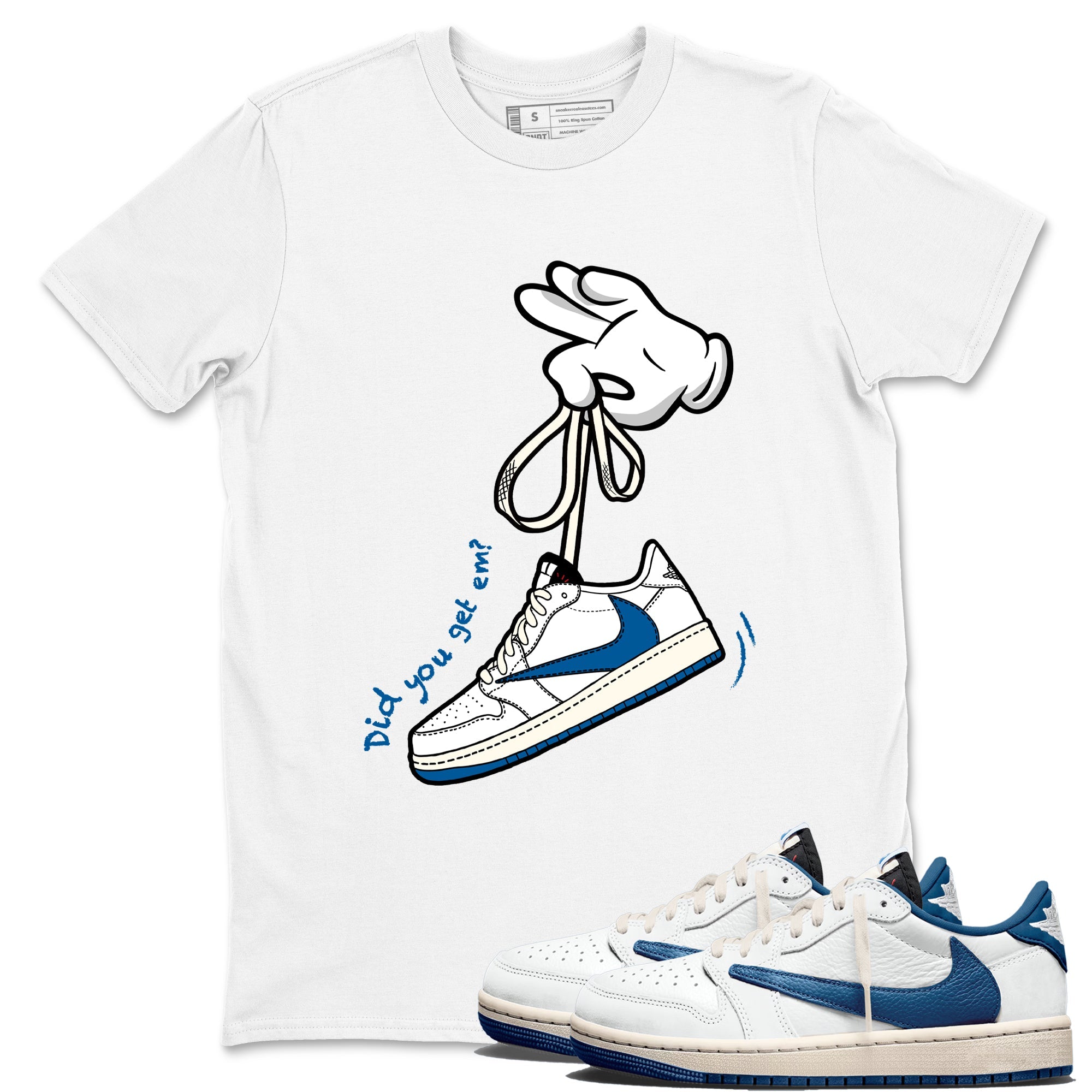 Sneaker match tees  Sneaker Tees To Match Air Jordan 1 Travis Scott Fragment Shoes  Cartoon Hands Tee White 1