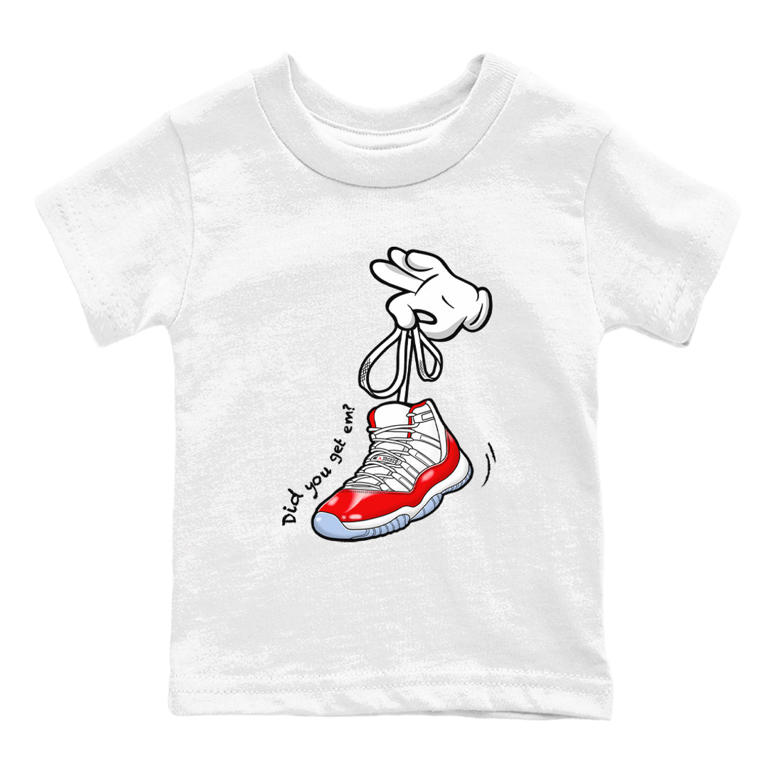 11s Cherry shirts to match jordans Cartoon Hands sneaker match tees Air Jordan 11 Retro Cherry match shoes to clothes Drip Gear Zone Youth Baby White 2 tee