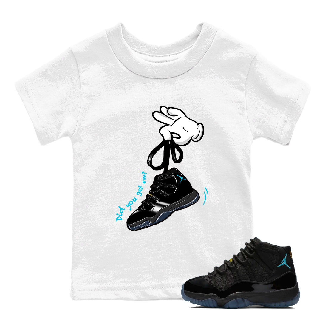 Sneaker Threads  Sneaker Tees To Match Air Jordan 11 Retro Gamma  Cartoon Hands Youth Graphic Tee White 1. Perfect for Jordan releases 2025 colorways.