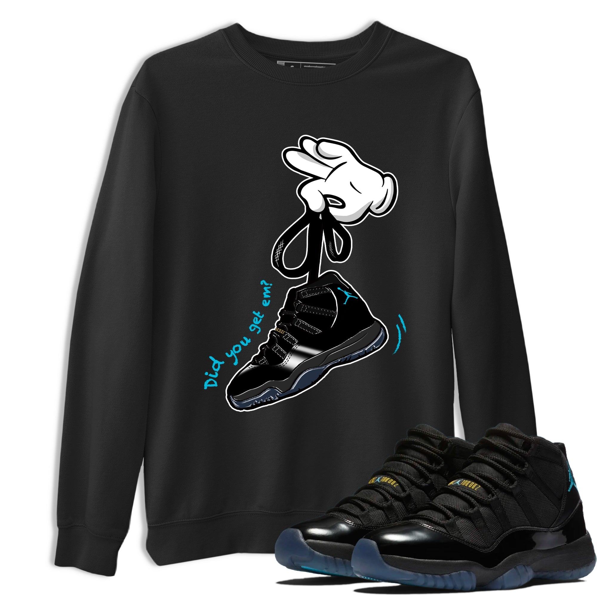 Sneaker Threads  Sneaker Tees To Match Air Jordan 11 Retro Gamma  Cartoon Hands Graphic Tee Black 1. Perfect for Jordan releases 2025 colorways.