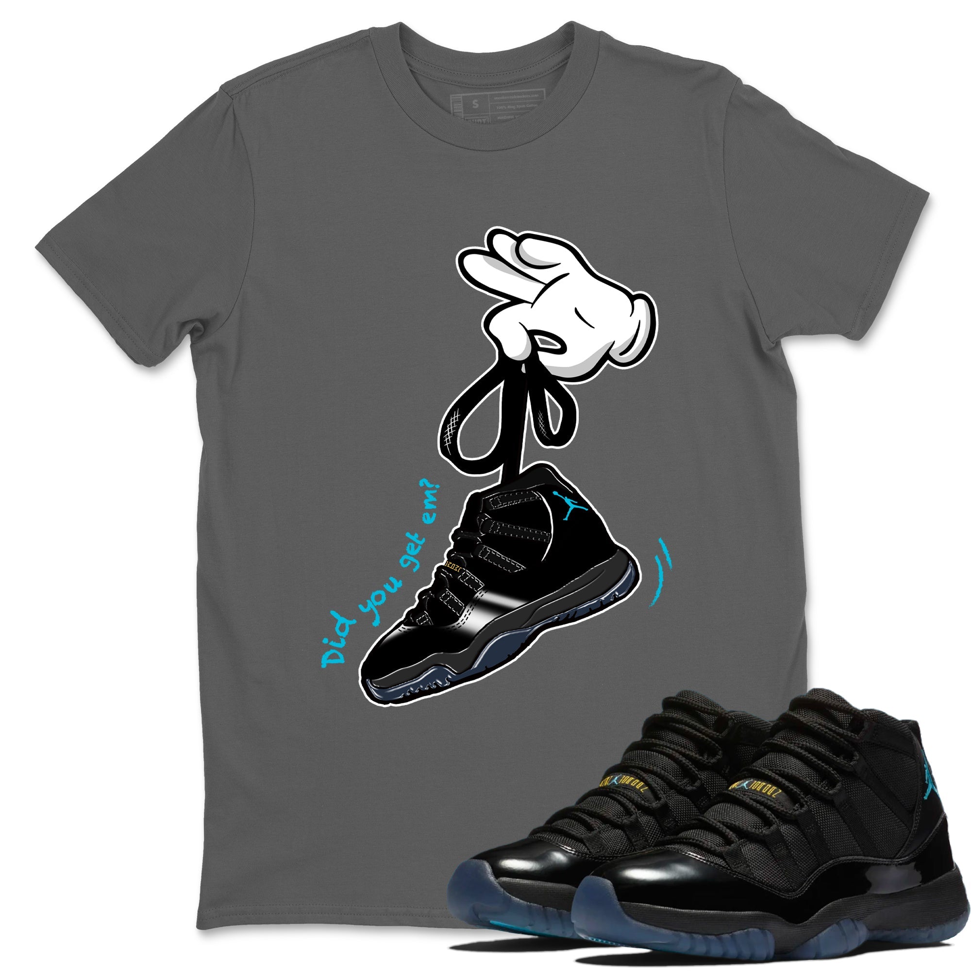Sneaker Threads  Sneaker Tees To Match Air Jordan 11 Retro Gamma  Cartoon Hands Graphic Tee Cool Grey 1. Perfect for Jordan releases 2025 colorways.