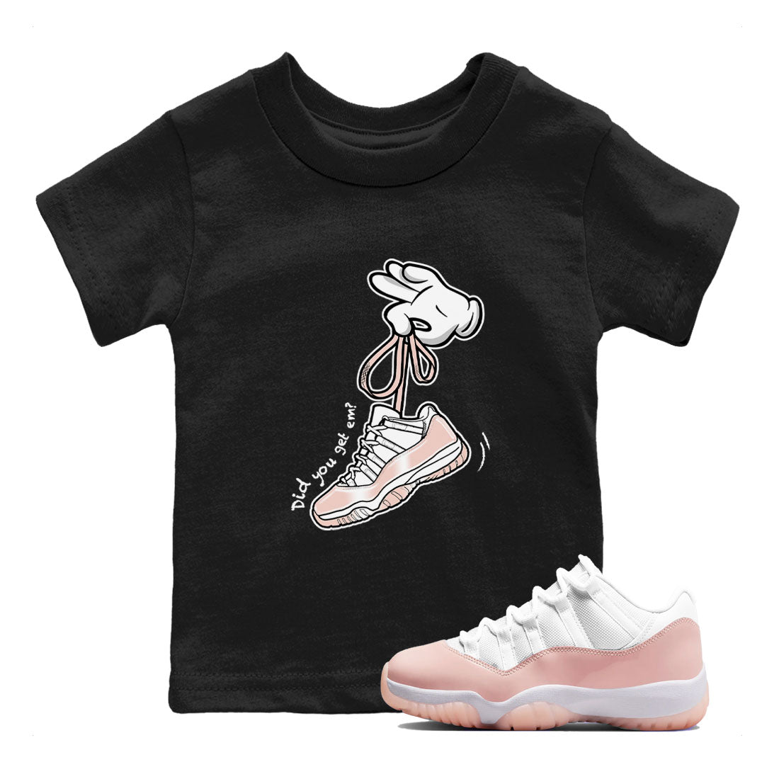 11s Legend Pink shirts to match jordans Cartoon Hands sneaker match tees Air Jordan 11 Legend Pink Drip Gear Zone streetwear brand Baby and Youth Black 1 cotton tee