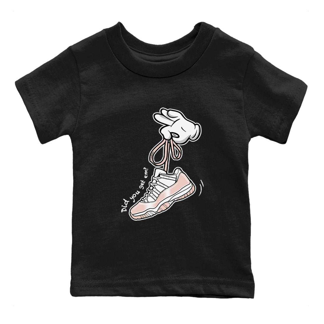 11s Legend Pink shirts to match jordans Cartoon Hands sneaker match tees Air Jordan 11 Legend Pink Drip Gear Zone streetwear brand Baby and Youth Black 2 cotton tee
