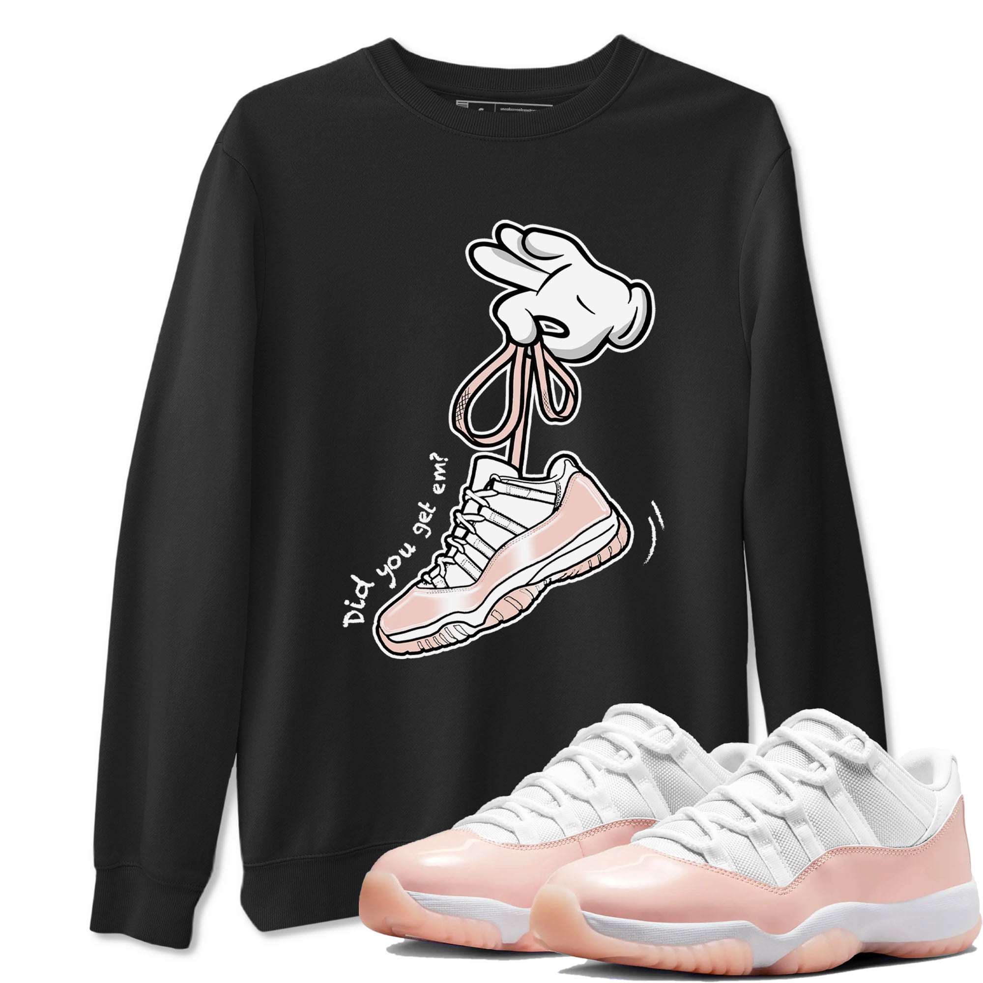 11s Legend Pink shirts to match jordans Cartoon Hands sneaker match tees Air Jordan 11 Legend Pink Drip Gear Zone streetwear brand Black 1 unisex cotton tee