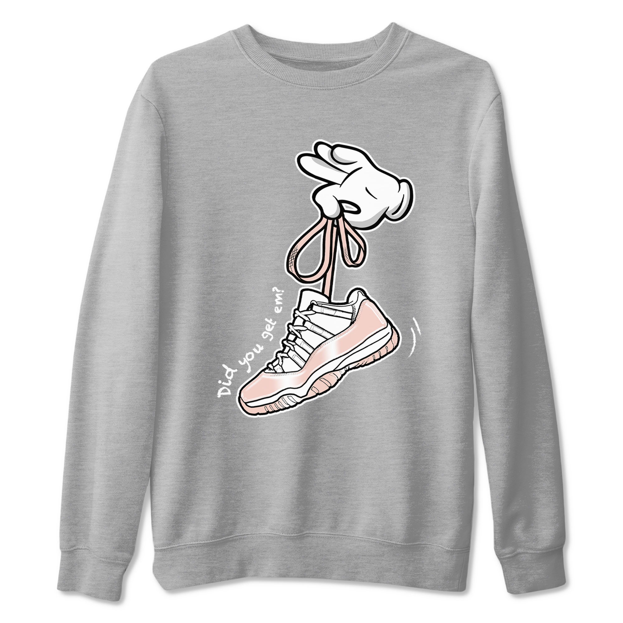 11s Legend Pink shirts to match jordans Cartoon Hands sneaker match tees Air Jordan 11 Legend Pink Drip Gear Zone streetwear brand Heather Grey 2 unisex cotton tee