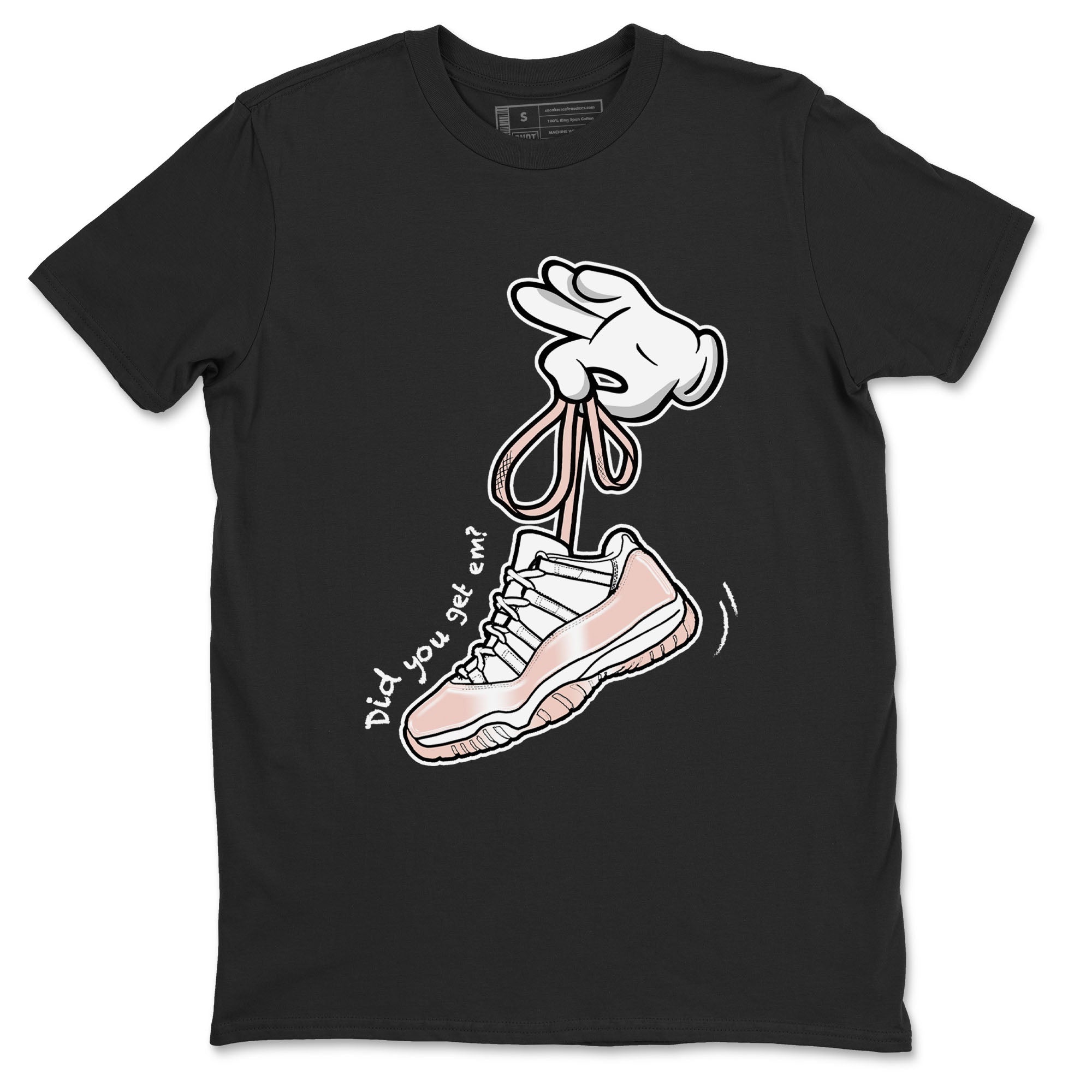 11s Legend Pink shirts to match jordans Cartoon Hands sneaker match tees Air Jordan 11 Legend Pink Drip Gear Zone streetwear brand Black 2 unisex cotton tee