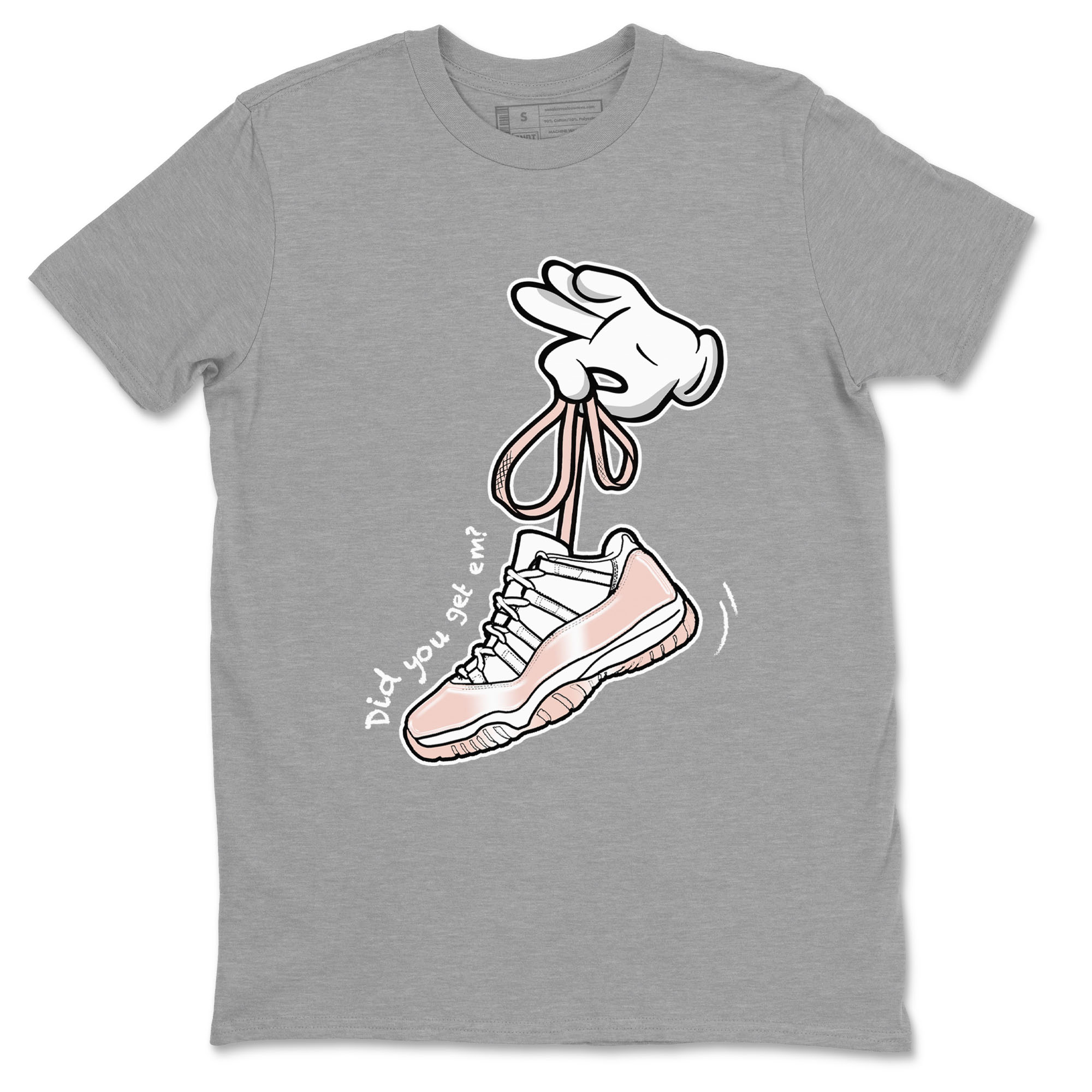 11s Legend Pink shirts to match jordans Cartoon Hands sneaker match tees Air Jordan 11 Legend Pink Drip Gear Zone streetwear brand Heather Grey 2 unisex cotton tee