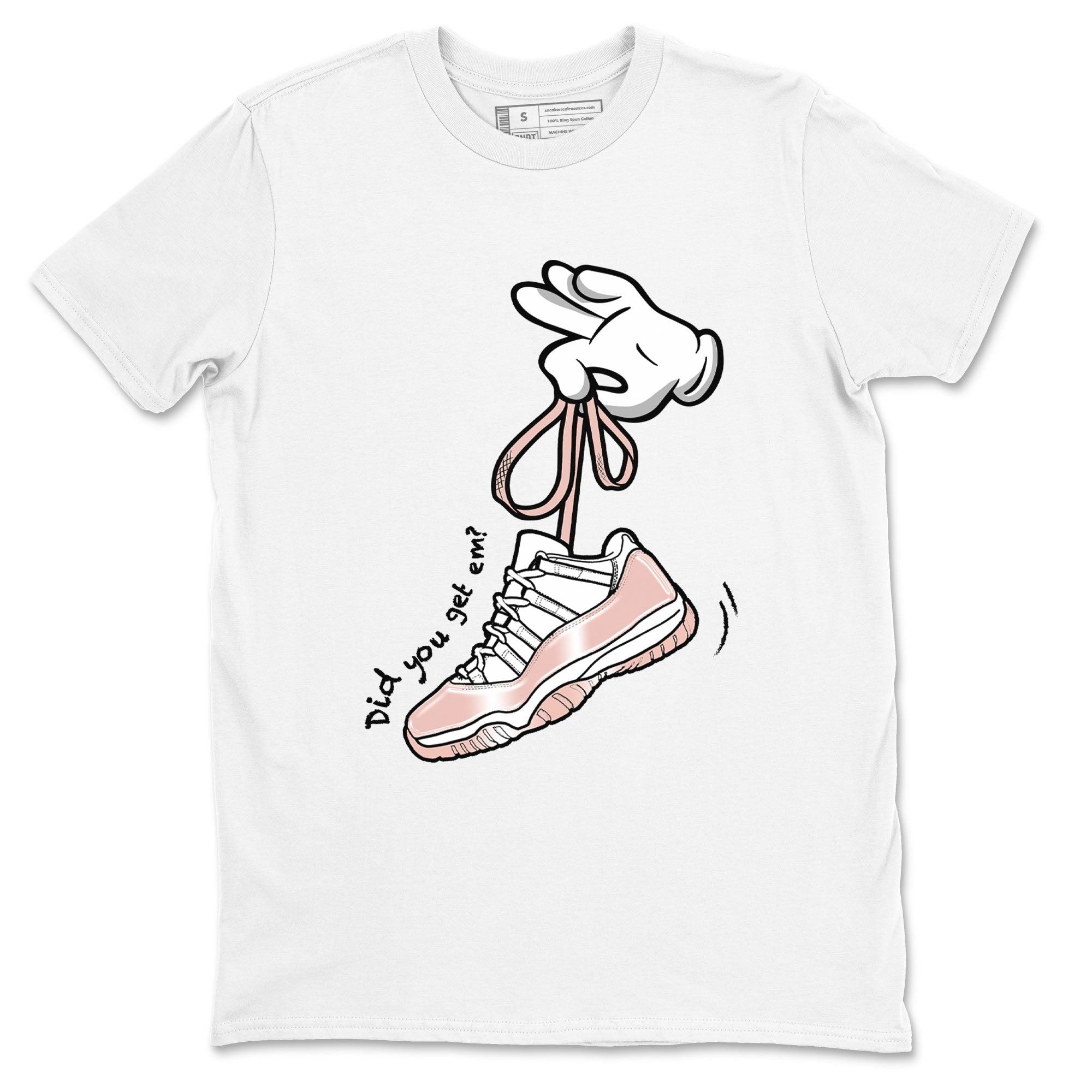 11s Legend Pink shirts to match jordans Cartoon Hands sneaker match tees Air Jordan 11 Legend Pink Drip Gear Zone streetwear brand White 2 unisex cotton tee