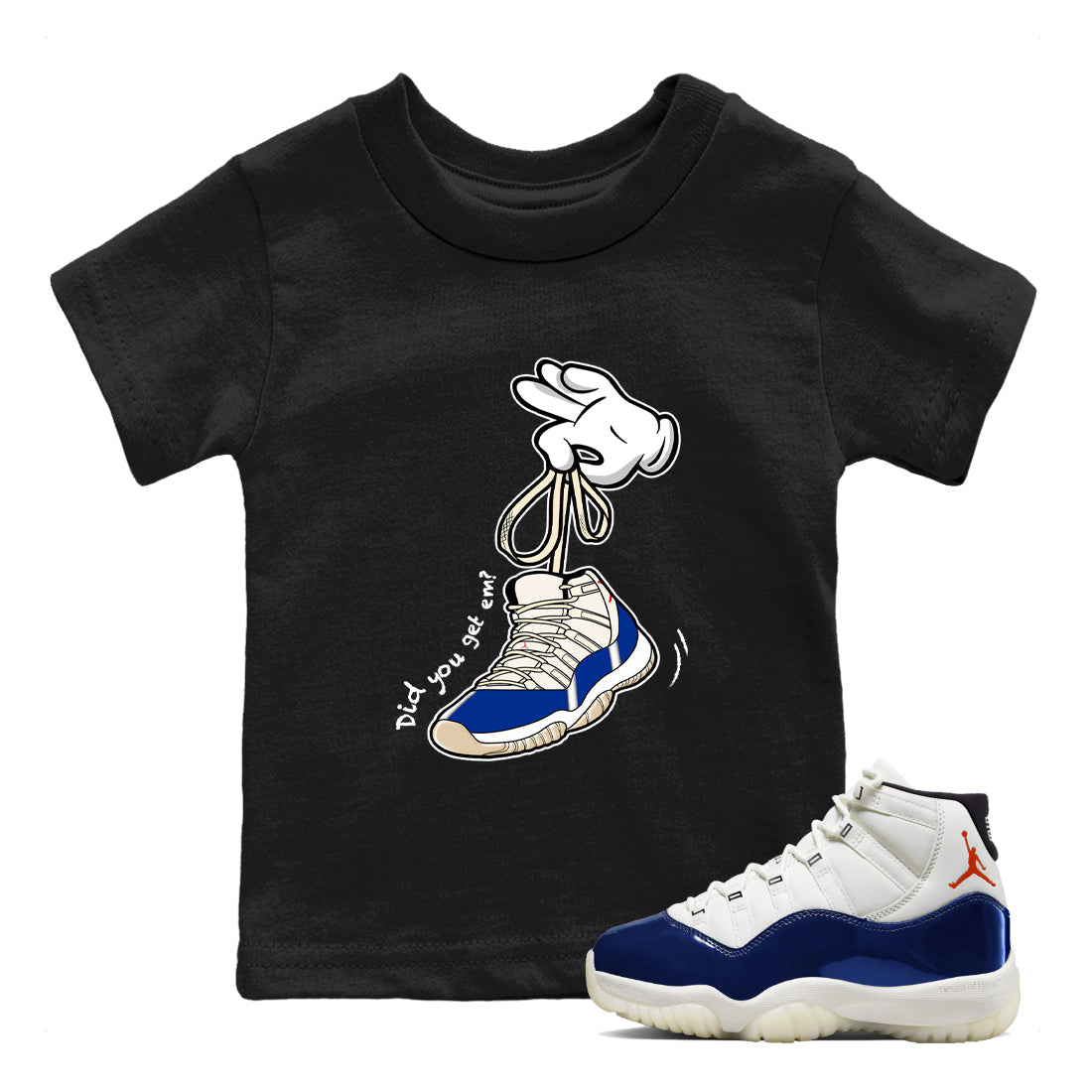 Sneaker Threads  Sneaker Tees To Match Air Jordan 11 Rare Air  Cartoon Hands Youth Graphic Tee Black 1. Perfect for Jordan releases 2025 colorways.