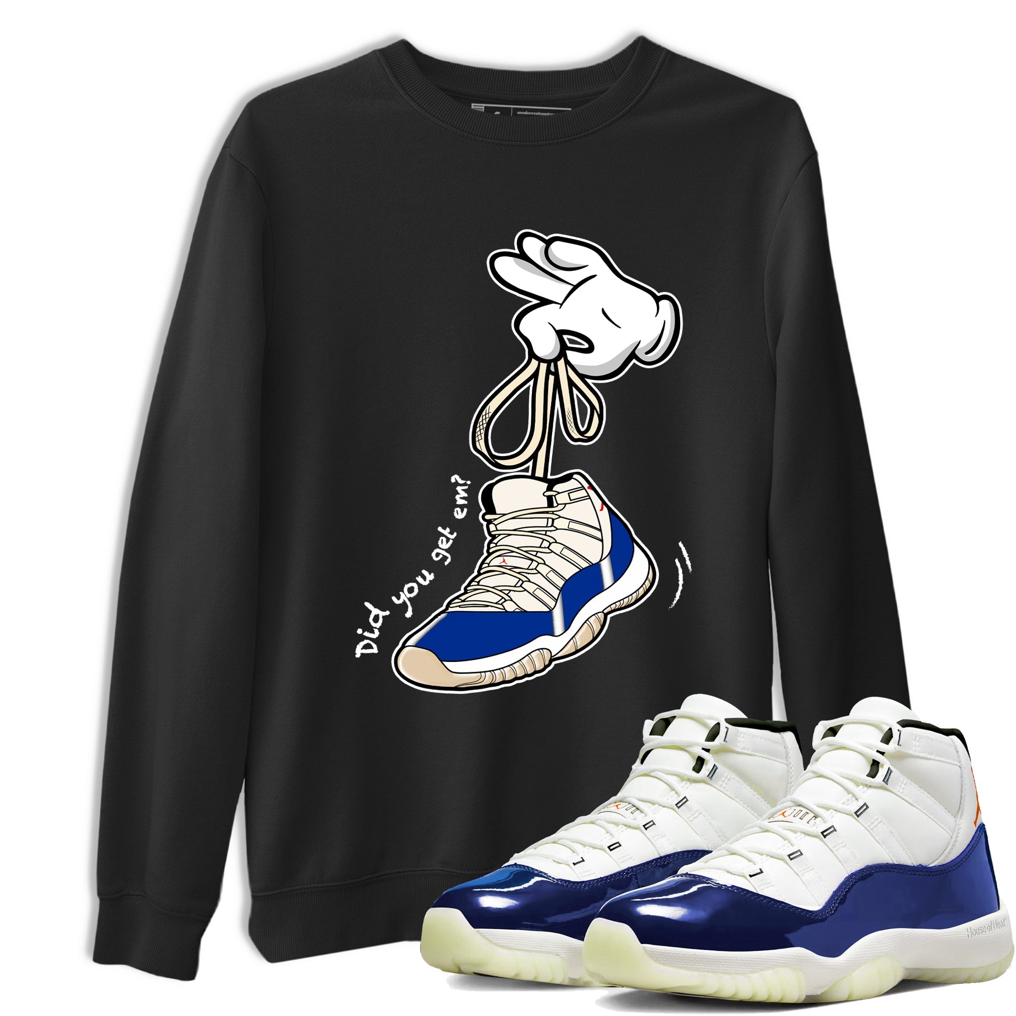 Sneaker Threads  Sneaker Tees To Match Air Jordan 11 Rare Air  Cartoon Hands Graphic Tee Black 1. Perfect for Jordan releases 2025 colorways.