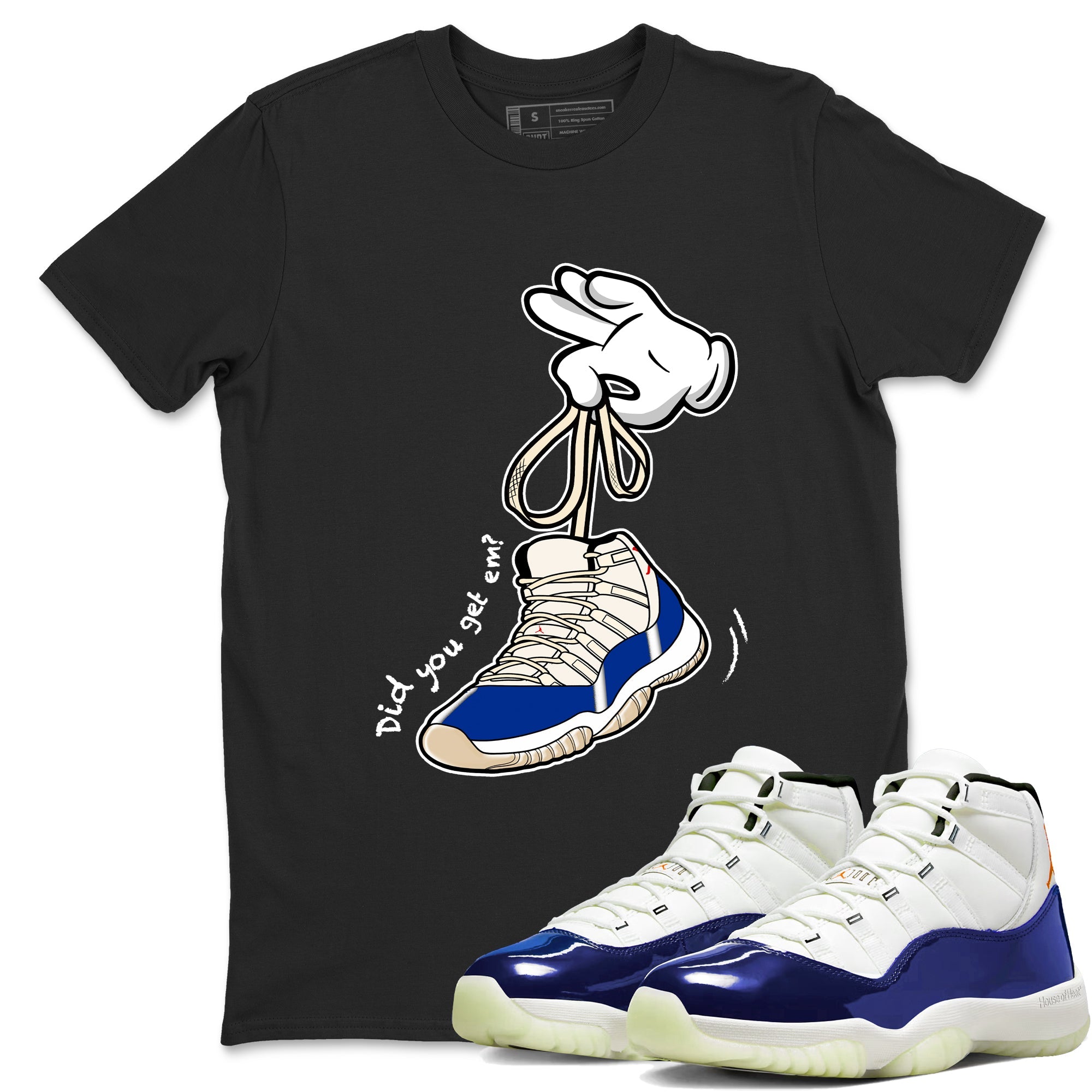 Sneaker Threads  Sneaker Tees To Match Air Jordan 11 Rare Air  Cartoon Hands Graphic Tee Black 1. Perfect for Jordan releases 2025 colorways.