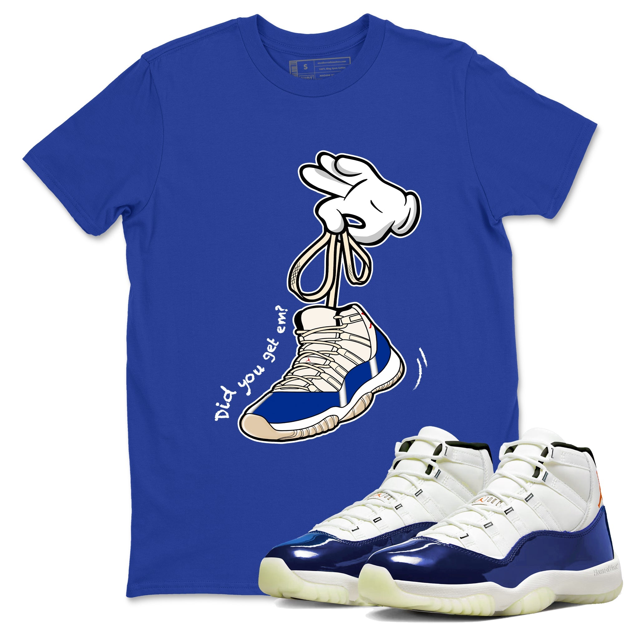 Sneaker Threads  Sneaker Tees To Match Air Jordan 11 Rare Air  Cartoon Hands Graphic Tee Royal Blue 1. Perfect for Jordan releases 2025 colorways.