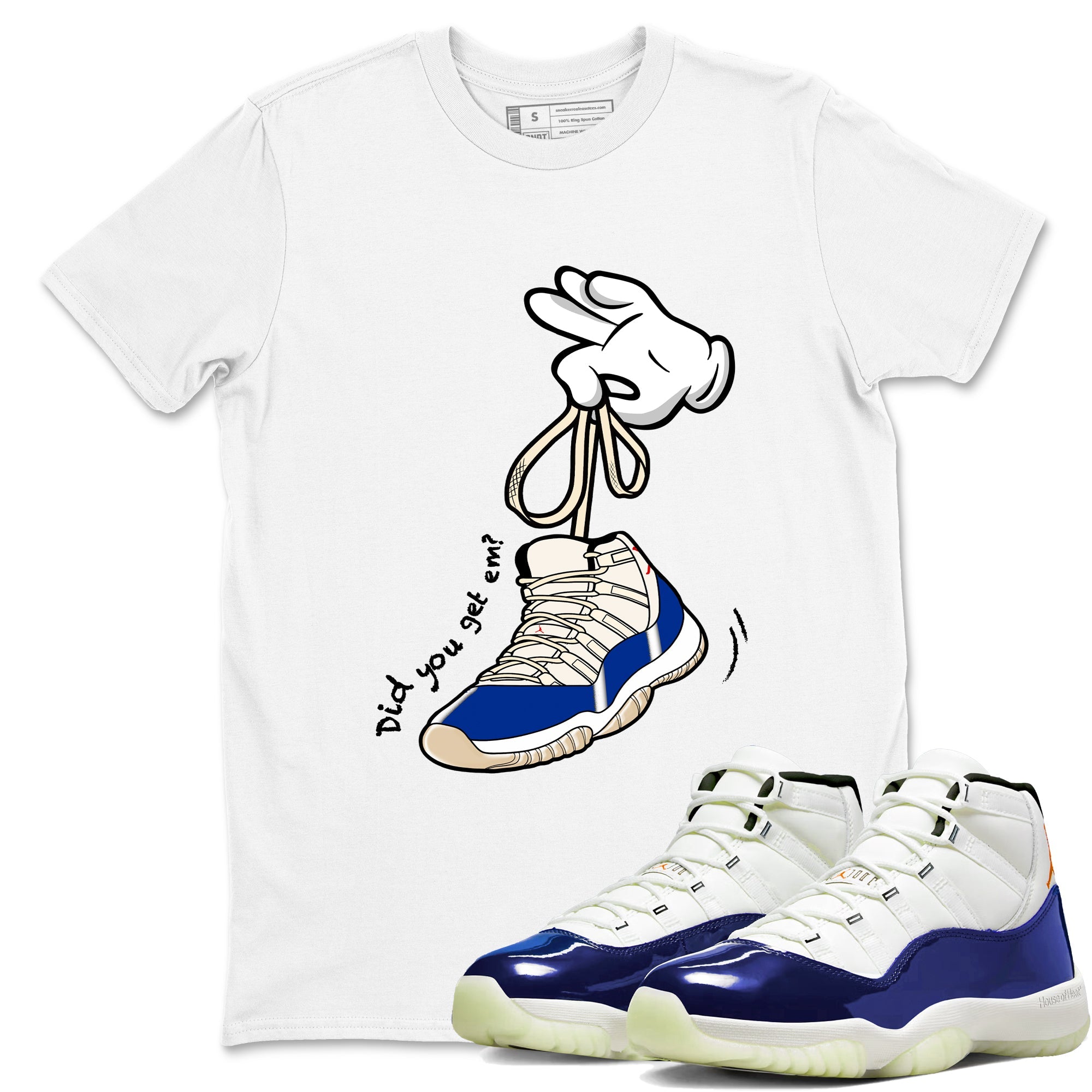 Sneaker Threads  Sneaker Tees To Match Air Jordan 11 Rare Air  Cartoon Hands Graphic Tee White 1. Perfect for Jordan releases 2025 colorways.