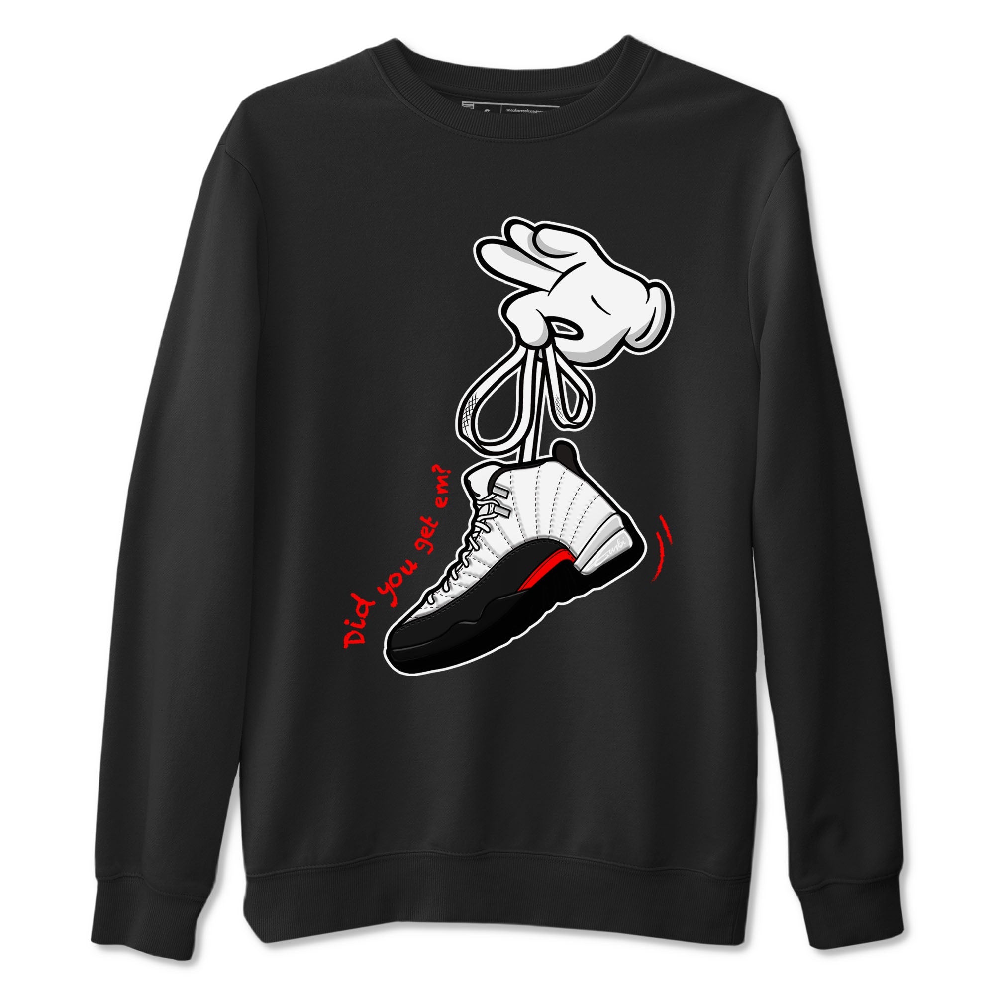 Air Jordan 12 Retro Taxi Flip shirts to match jordans Cartoon Hands sneaker match tees 12s Red Taxi Drip Gear Zone unisex cotton Black 2 crew neck shirt