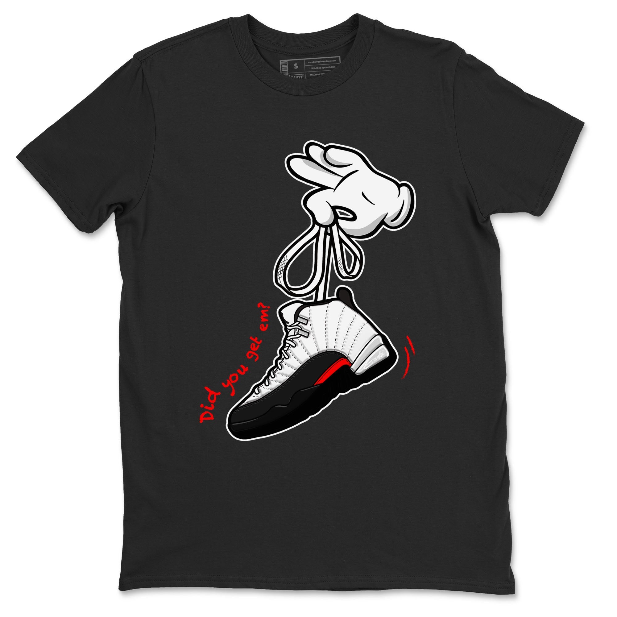 Air Jordan 12 Retro Taxi Flip shirts to match jordans Cartoon Hands sneaker match tees 12s Red Taxi Drip Gear Zone unisex cotton Black 2 crew neck shirt