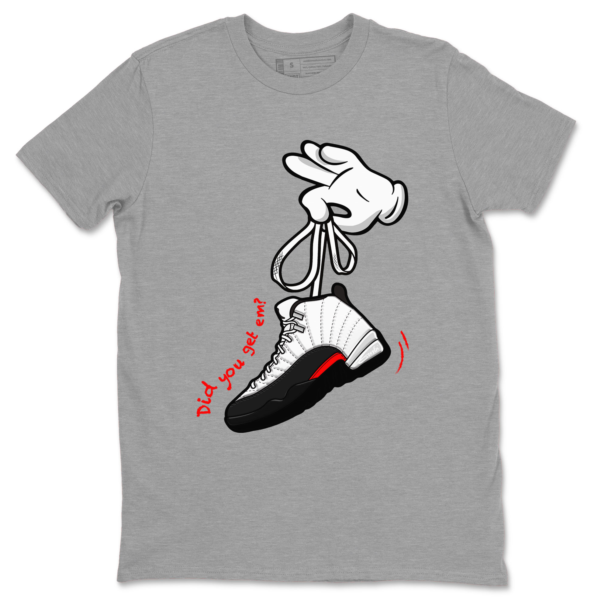 Air Jordan 12 Retro Taxi Flip shirts to match jordans Cartoon Hands sneaker match tees 12s Red Taxi Drip Gear Zone unisex cotton Heather Grey 2 crew neck shirt