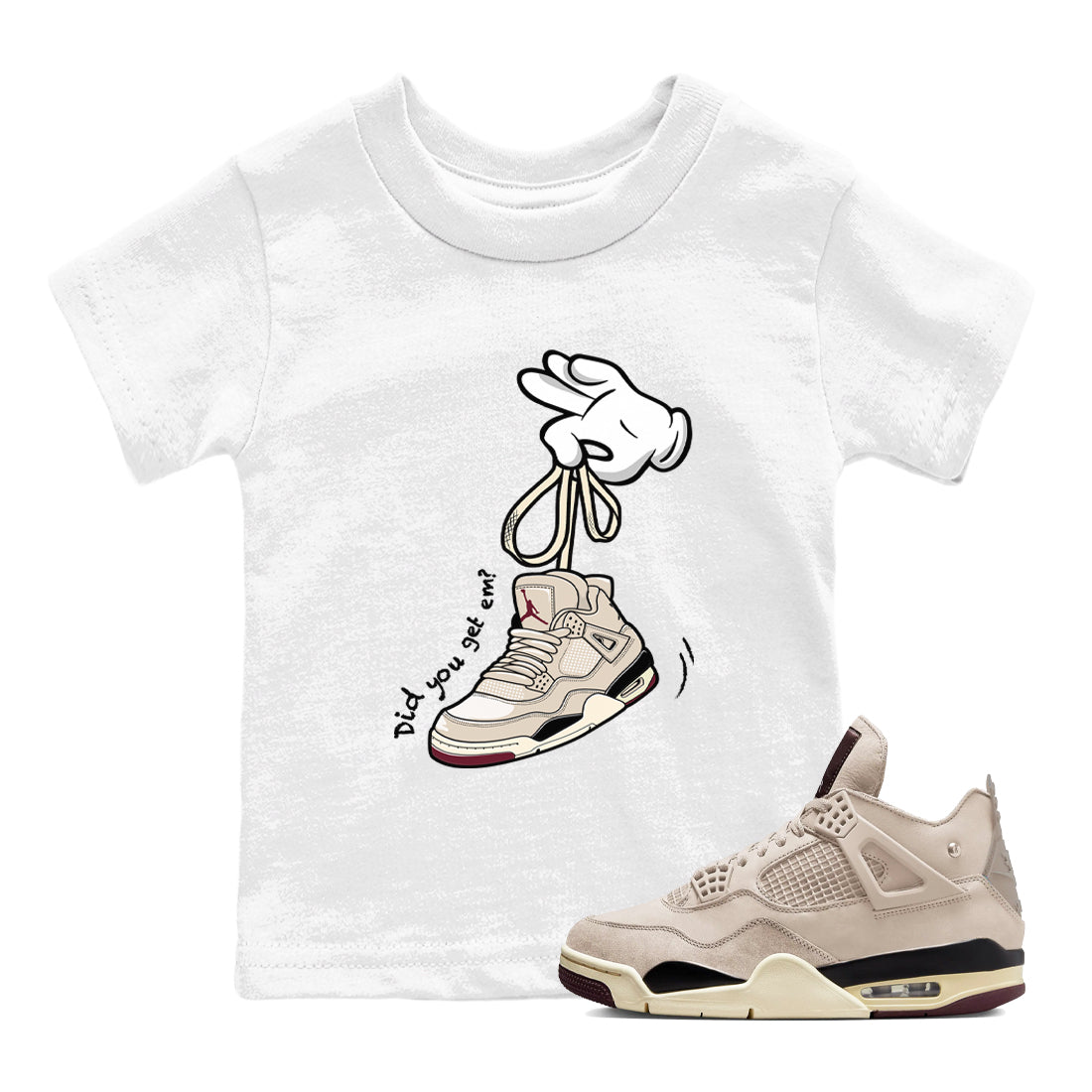 4s A Ma Maniere x Fossil Stone shirts to match jordans Cartoon Hands sneaker match tees Air Jordan 4 A Ma Maniere x Fossil Stone match shoes to clothes Drip Gear Zone Youth Baby White 1 tee