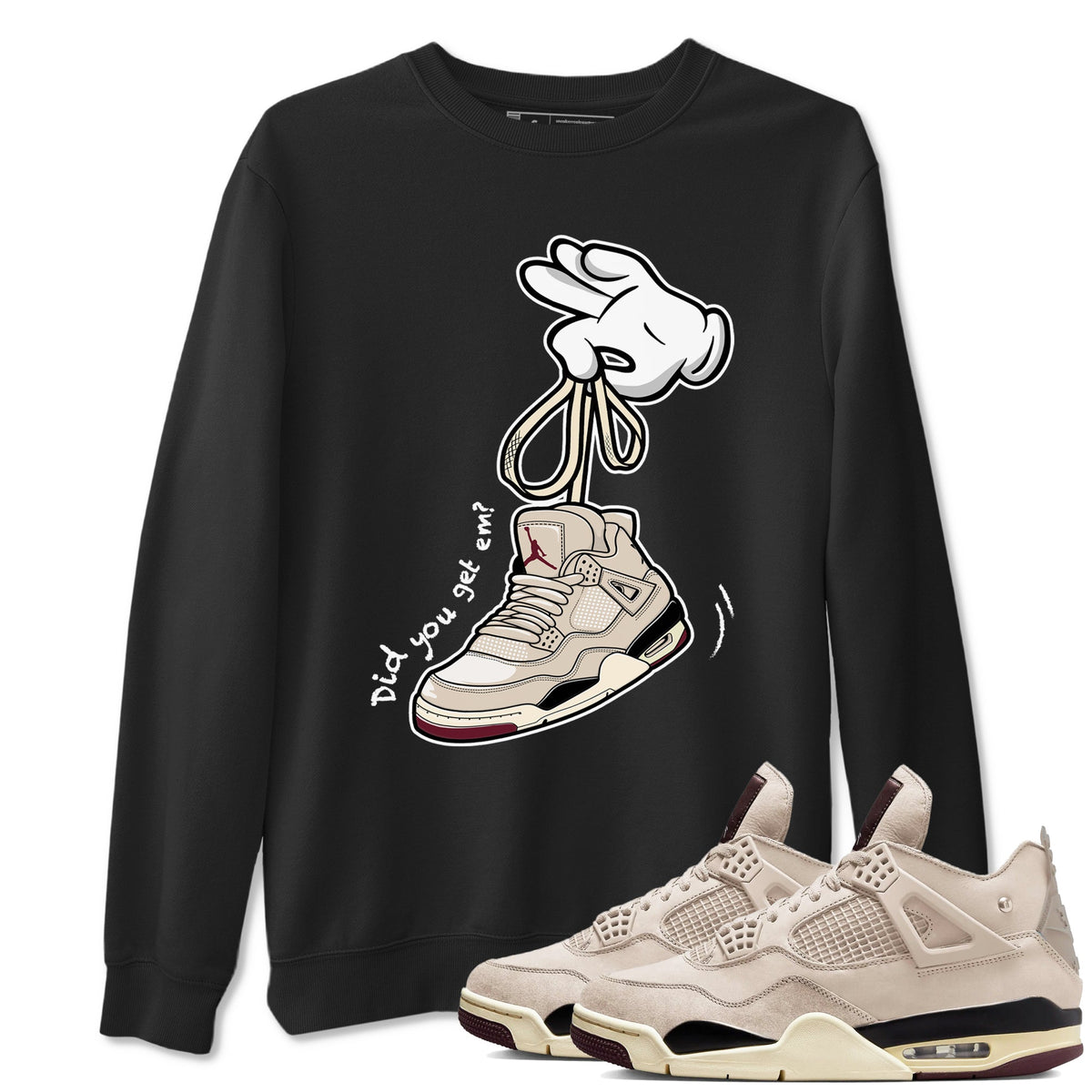 4s A Ma Maniere x Fossil Stone shirts to match jordans Cartoon Hands sneaker match tees Air Jordan 4 A Ma Maniere x Fossil Stone match shoes to clothes Drip Gear Zone unisex cotton Black 1 shirts