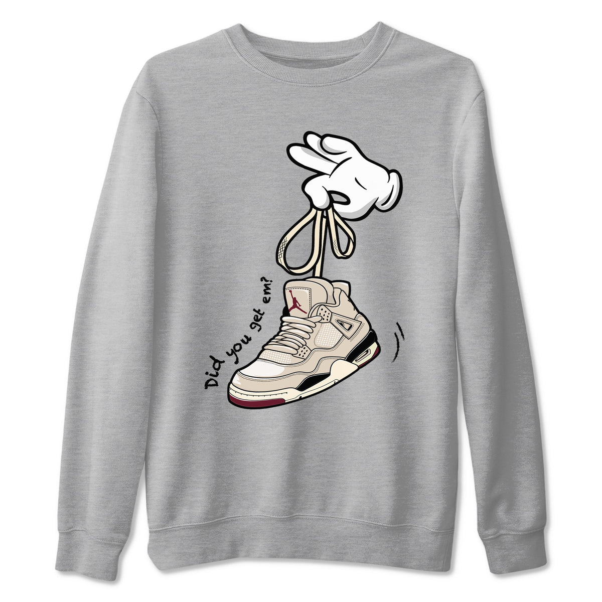 4s A Ma Maniere x Fossil Stone shirts to match jordans Cartoon Hands sneaker match tees Air Jordan 4 A Ma Maniere x Fossil Stone match shoes to clothes Drip Gear Zone unisex cotton Heather Grey 2 shirts