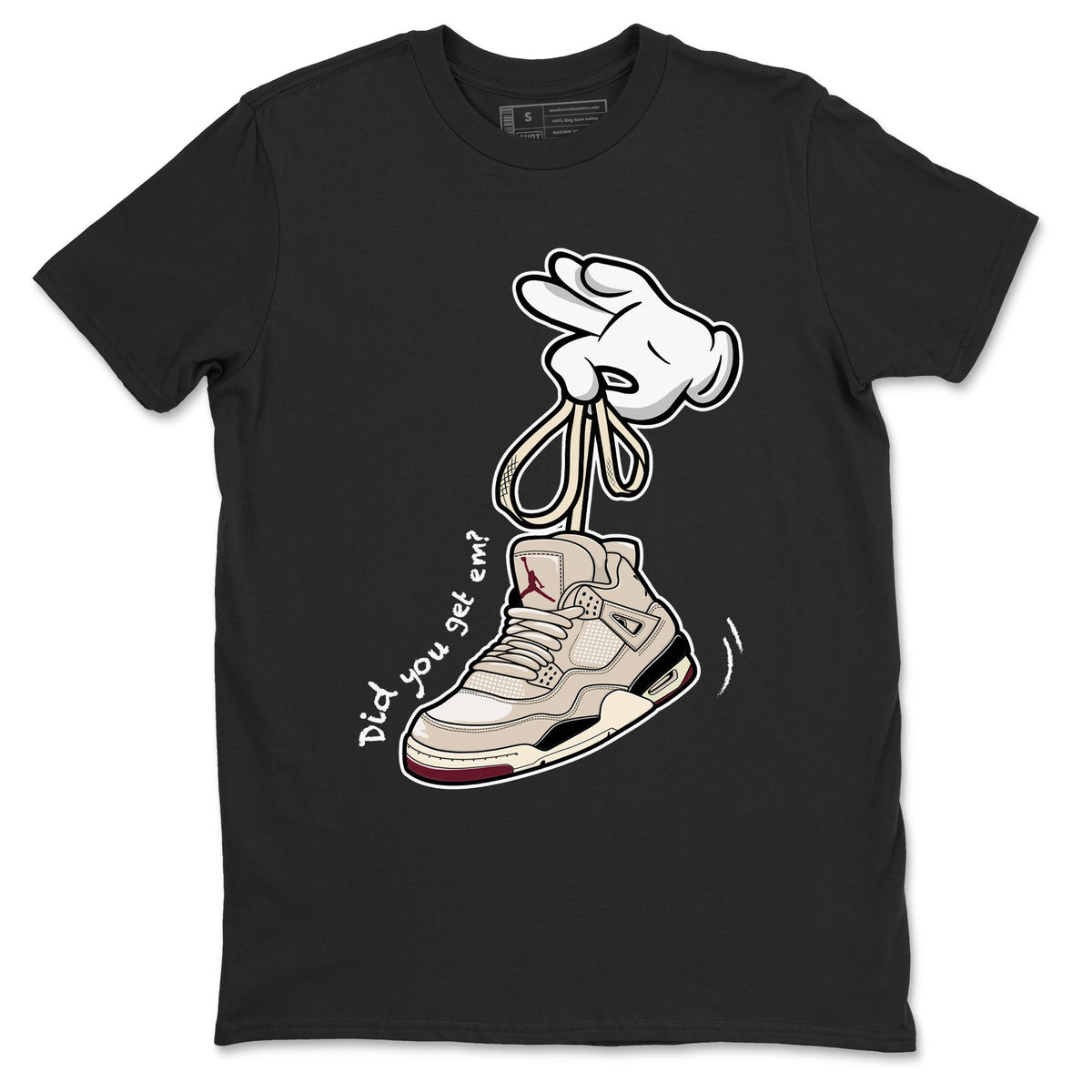 4s A Ma Maniere x Fossil Stone shirts to match jordans Cartoon Hands sneaker match tees Air Jordan 4 A Ma Maniere x Fossil Stone match shoes to clothes Drip Gear Zone unisex cotton Black 2 shirts