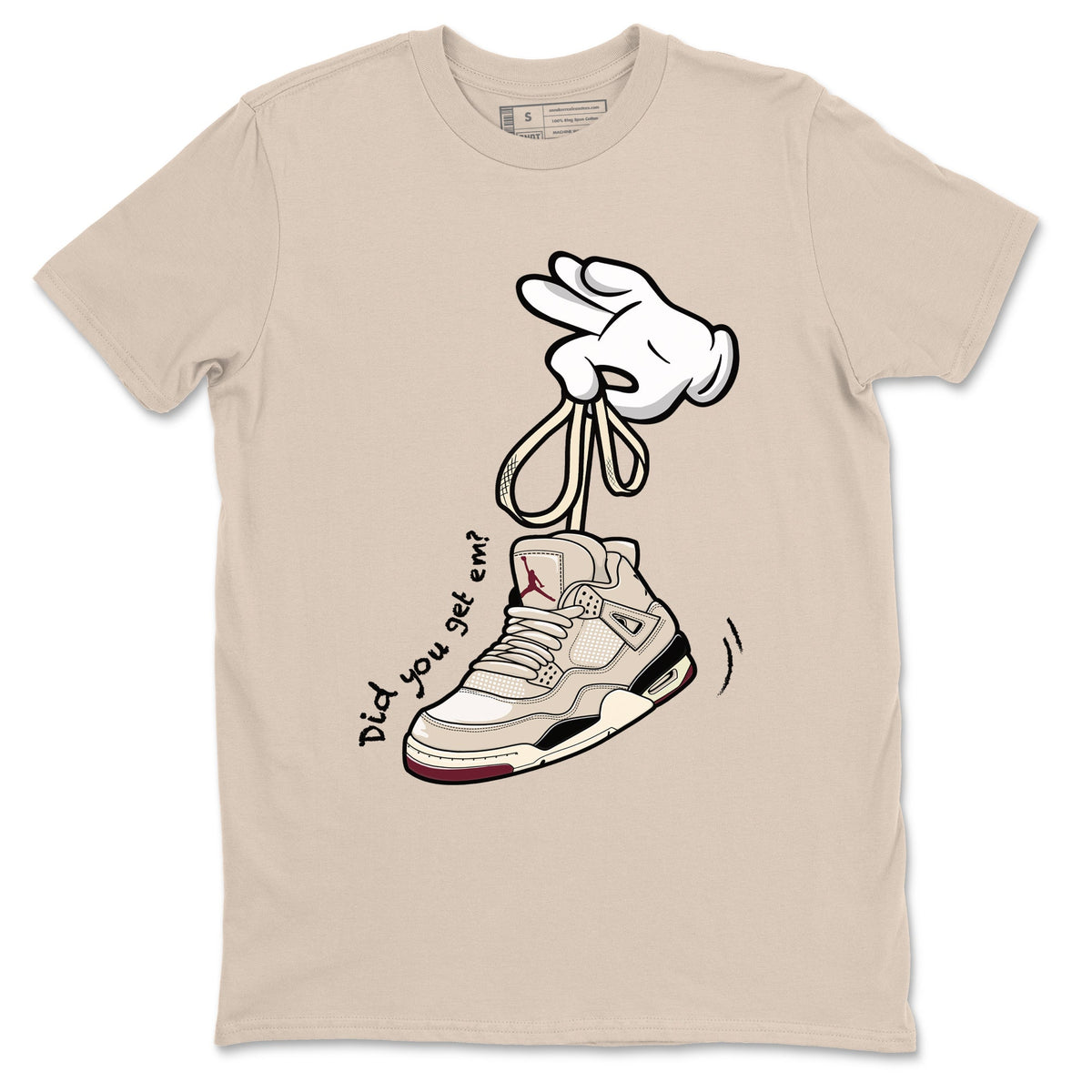 4s A Ma Maniere x Fossil Stone shirts to match jordans Cartoon Hands sneaker match tees Air Jordan 4 A Ma Maniere x Fossil Stone match shoes to clothes Drip Gear Zone unisex cotton Sand 2 shirts