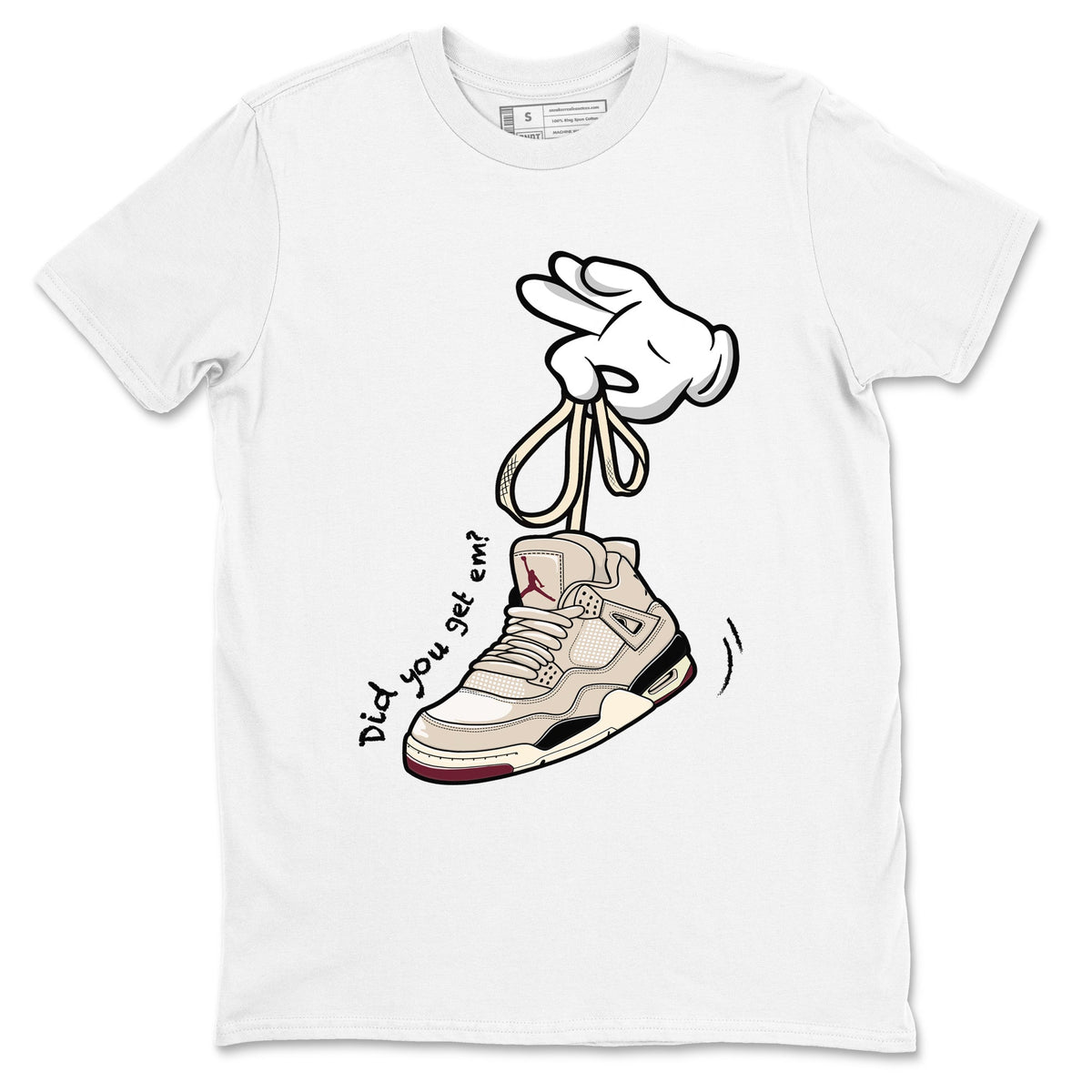 4s A Ma Maniere x Fossil Stone shirts to match jordans Cartoon Hands sneaker match tees Air Jordan 4 A Ma Maniere x Fossil Stone match shoes to clothes Drip Gear Zone unisex cotton White 2 shirts