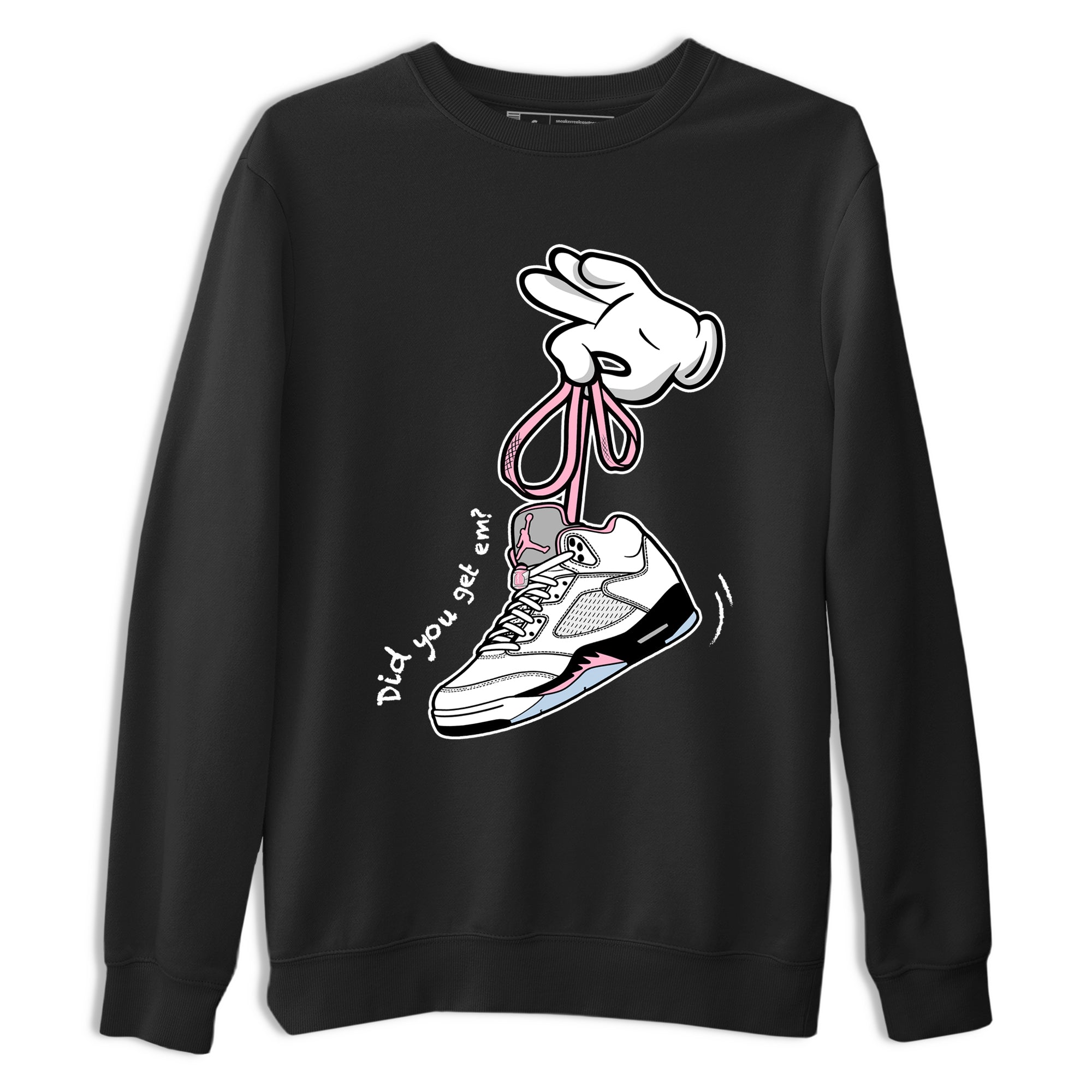 Sneaker Threads Sneaker Tees To Match Air Jordan 5 Medium Soft Pink Shoes Cartoon Hands Tee Black 2