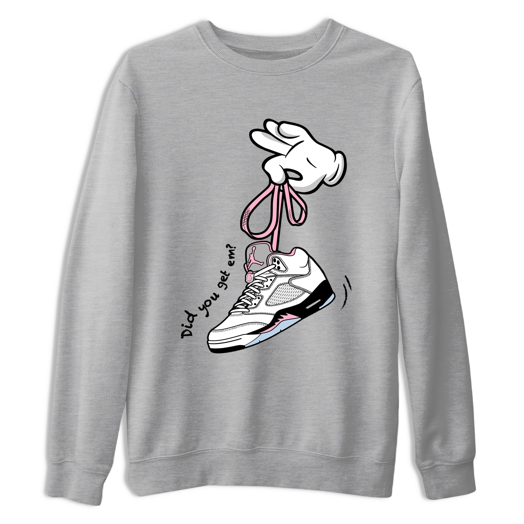 Sneaker Threads Sneaker Tees To Match Air Jordan 5 Medium Soft Pink Shoes Cartoon Hands Tee Heather Grey 2