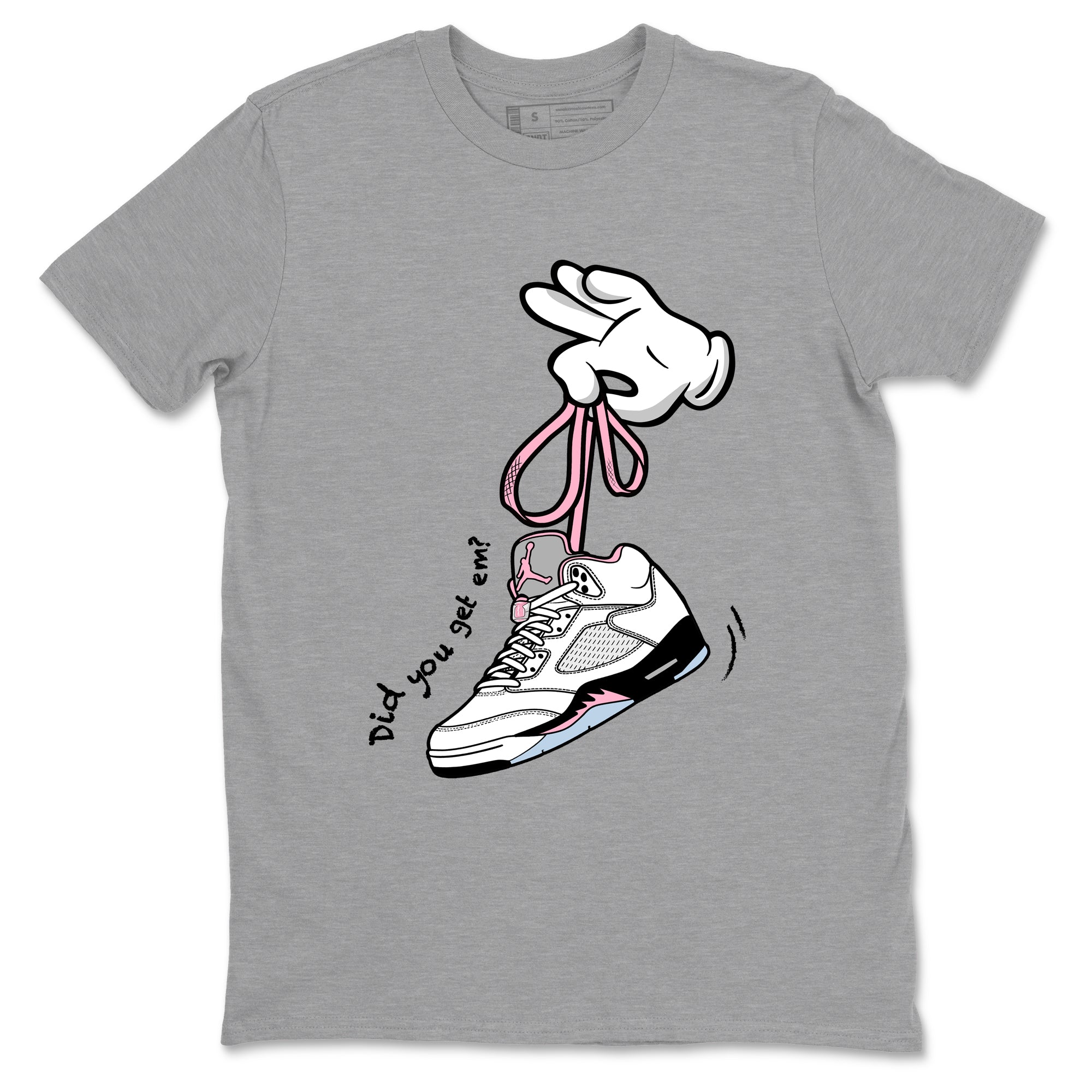 Sneaker Threads Sneaker Tees To Match Air Jordan 5 Medium Soft Pink Shoes Cartoon Hands Tee Heather Grey 2