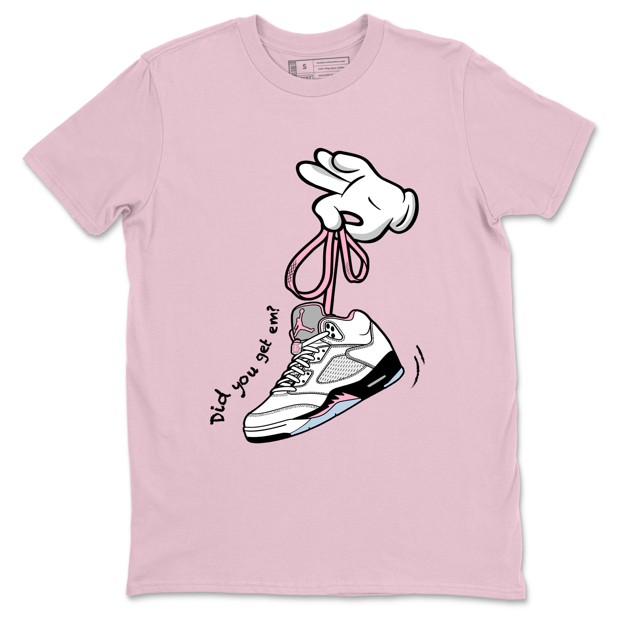Sneaker Threads Sneaker Tees To Match Air Jordan 5 Medium Soft Pink Shoes Cartoon Hands Tee Pink 2