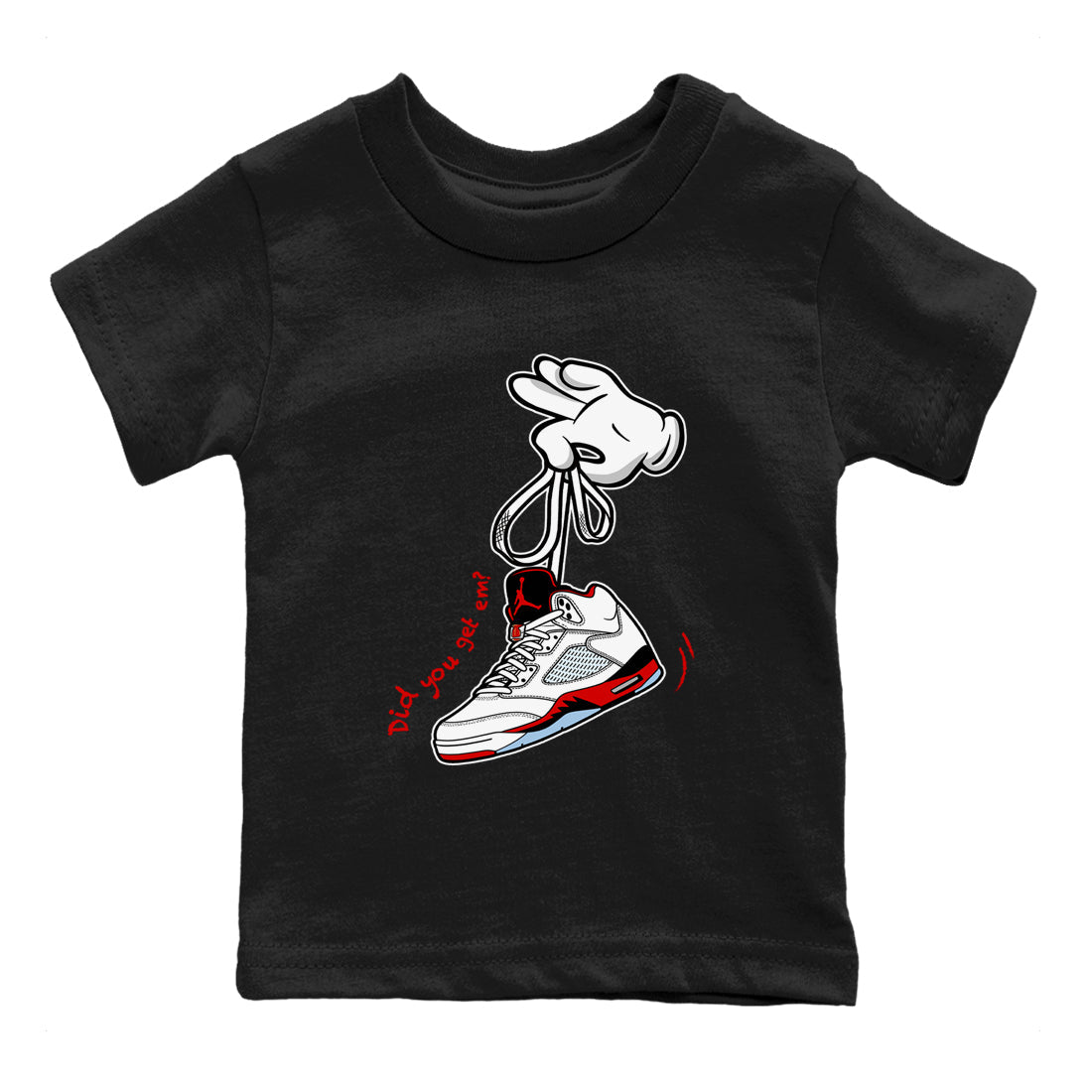 Sneaker match tees  Sneaker Tees To Match Air Jordan 5 Fire Red Shoes  Cartoon Hands Kids T-Shirt Black 2