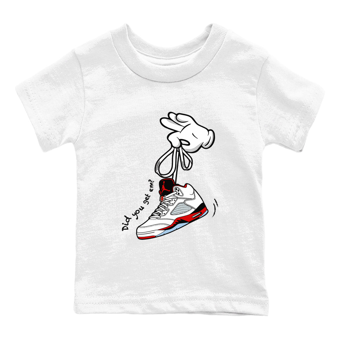Sneaker match tees  Sneaker Tees To Match Air Jordan 5 Fire Red Shoes  Cartoon Hands Kids T-Shirt White 2