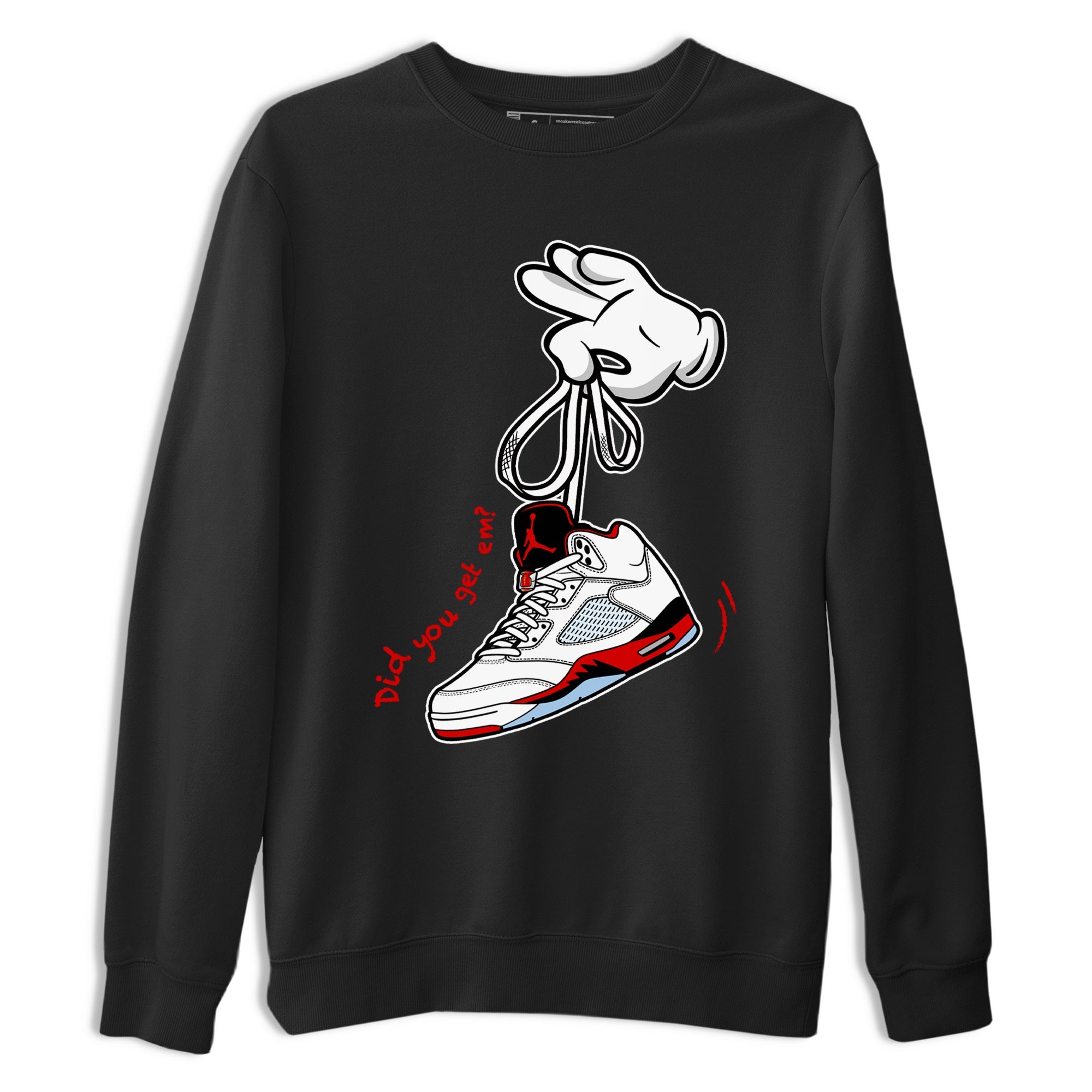 Sneaker match tees  Sneaker Tees To Match Air Jordan 5 Fire Red Shoes  Cartoon Hands Tee Black 2
