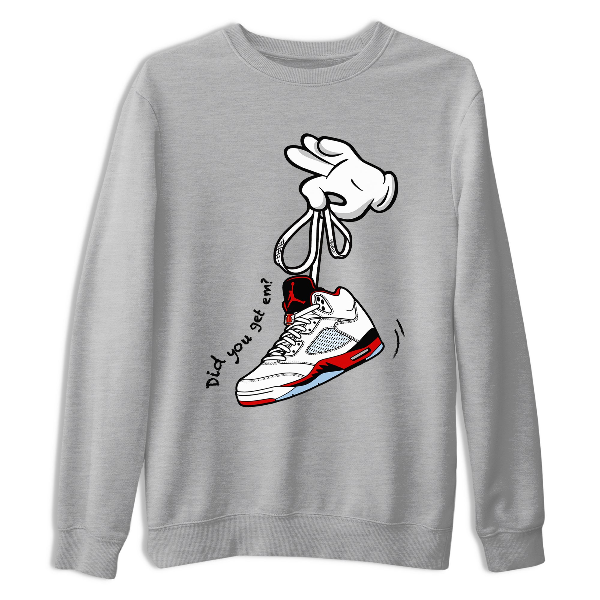Sneaker match tees  Sneaker Tees To Match Air Jordan 5 Fire Red Shoes  Cartoon Hands Tee Heather Grey 2