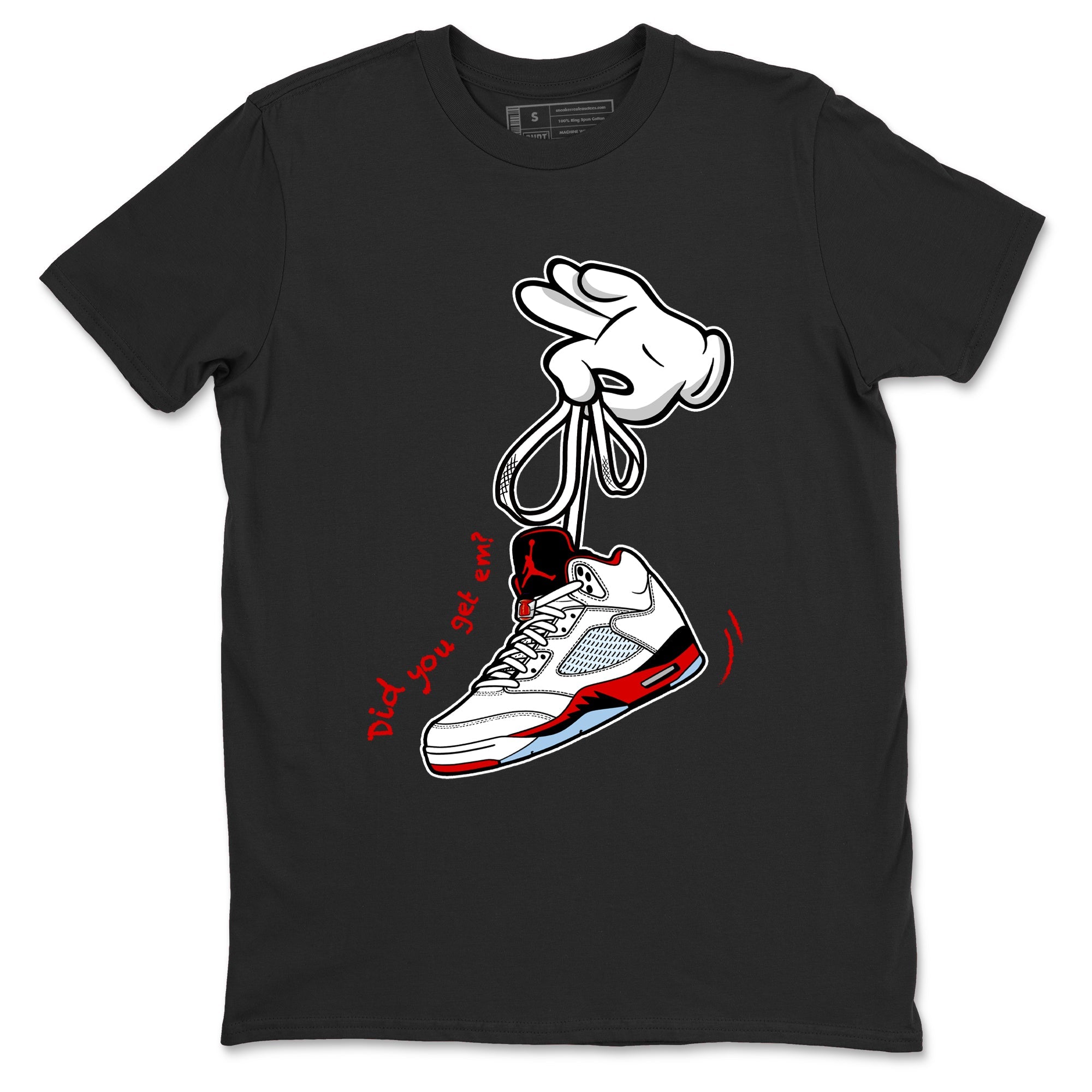 Sneaker match tees  Sneaker Tees To Match Air Jordan 5 Fire Red Shoes  Cartoon Hands Tee Black 2
