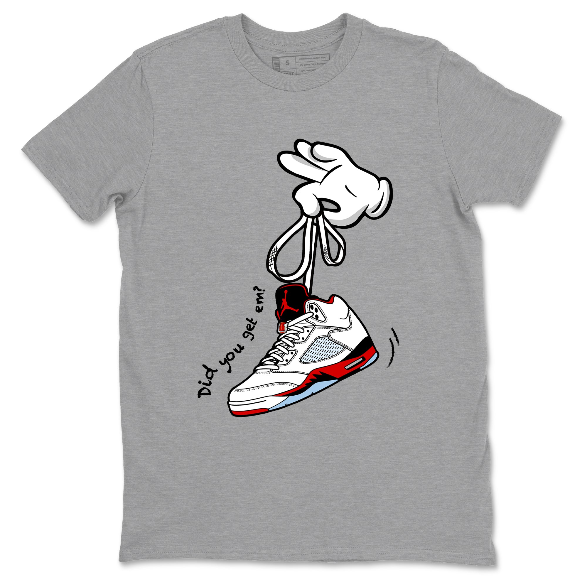 Sneaker match tees  Sneaker Tees To Match Air Jordan 5 Fire Red Shoes  Cartoon Hands Tee Heather Grey 2