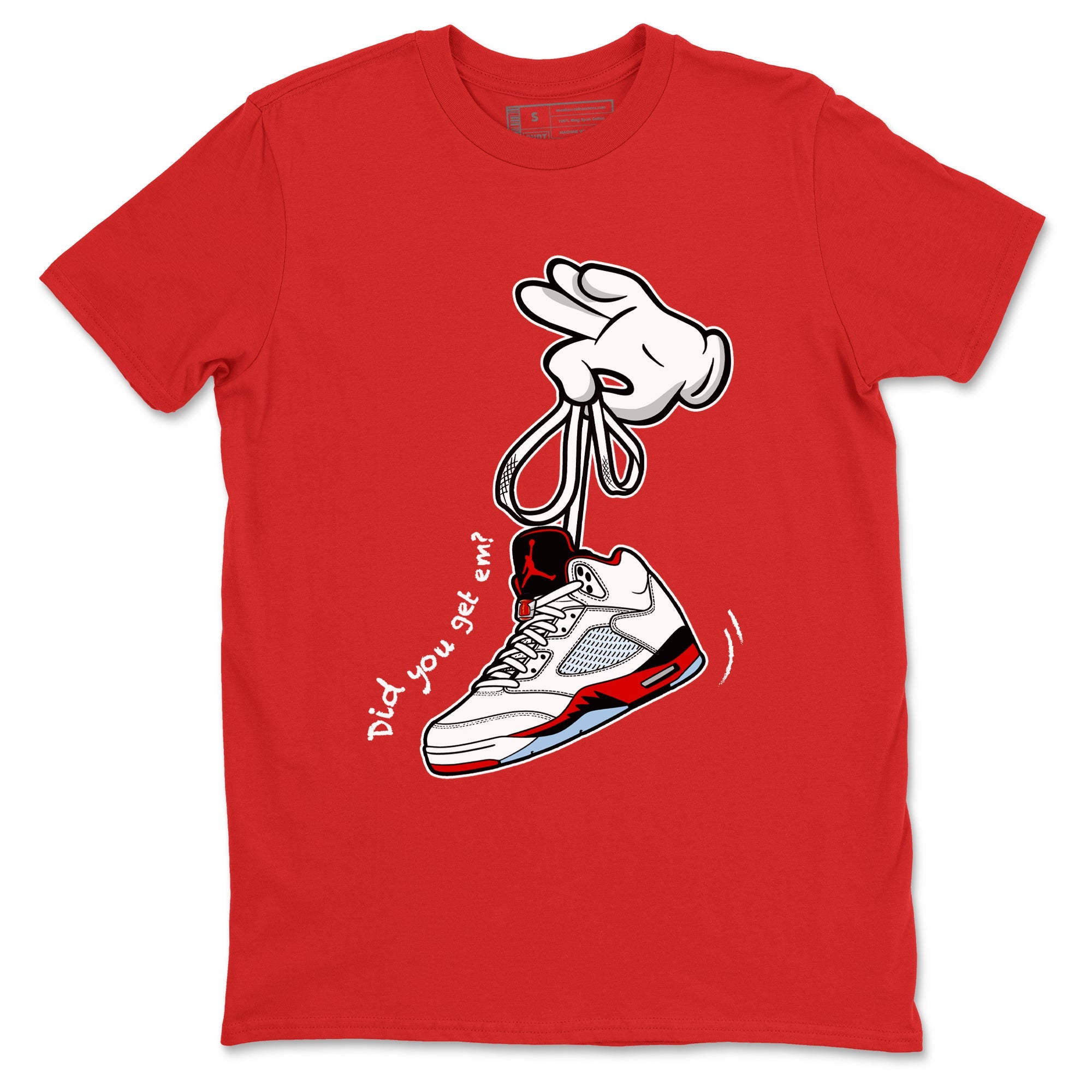 Sneaker match tees  Sneaker Tees To Match Air Jordan 5 Fire Red Shoes  Cartoon Hands Tee Red 2