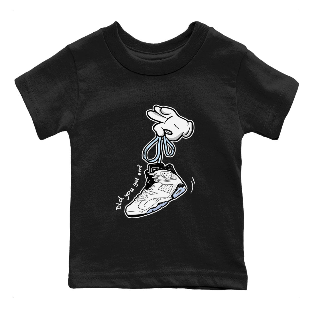 AJ6 White Black shirts to match jordans Cartoon Hands sneaker match tees Air Jordan 6 White Black Drip Gear Zone streetwear brand Baby and Youth Black 2 cotton tee
