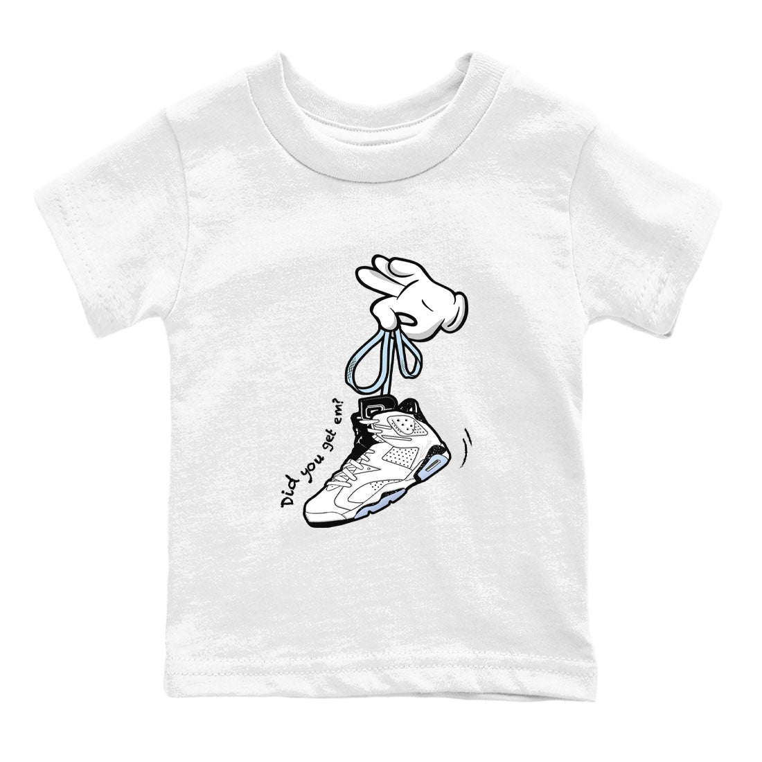 AJ6 White Black shirts to match jordans Cartoon Hands sneaker match tees Air Jordan 6 White Black Drip Gear Zone streetwear brand Baby and Youth White 2 cotton tee