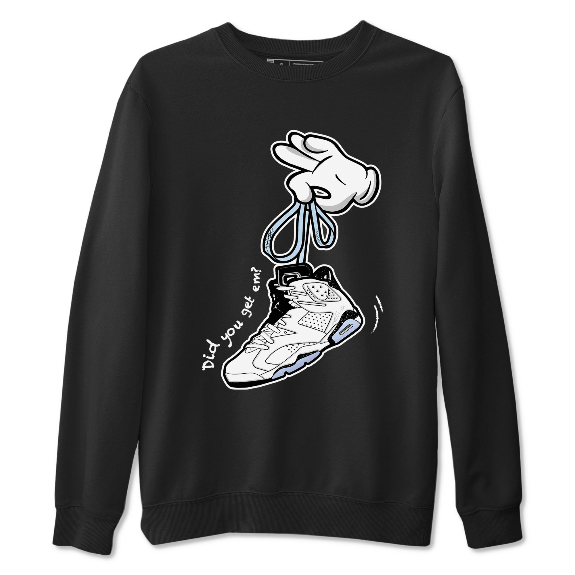 AJ6 White Black shirts to match jordans Cartoon Hands sneaker match tees Air Jordan 6 White Black Drip Gear Zone streetwear brand Black 2 unisex cotton tee