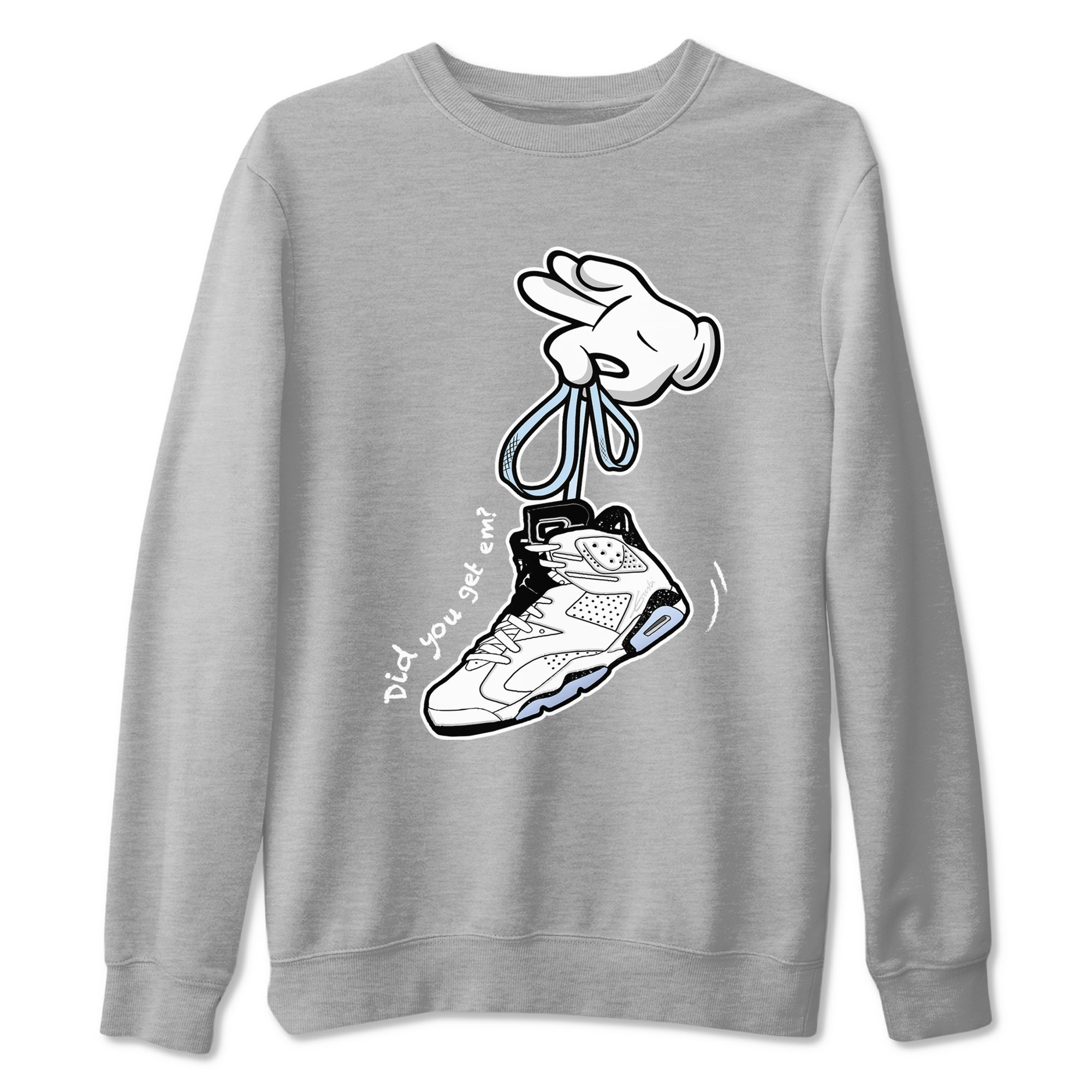 AJ6 White Black shirts to match jordans Cartoon Hands sneaker match tees Air Jordan 6 White Black Drip Gear Zone streetwear brand Heather Grey 2 unisex cotton tee