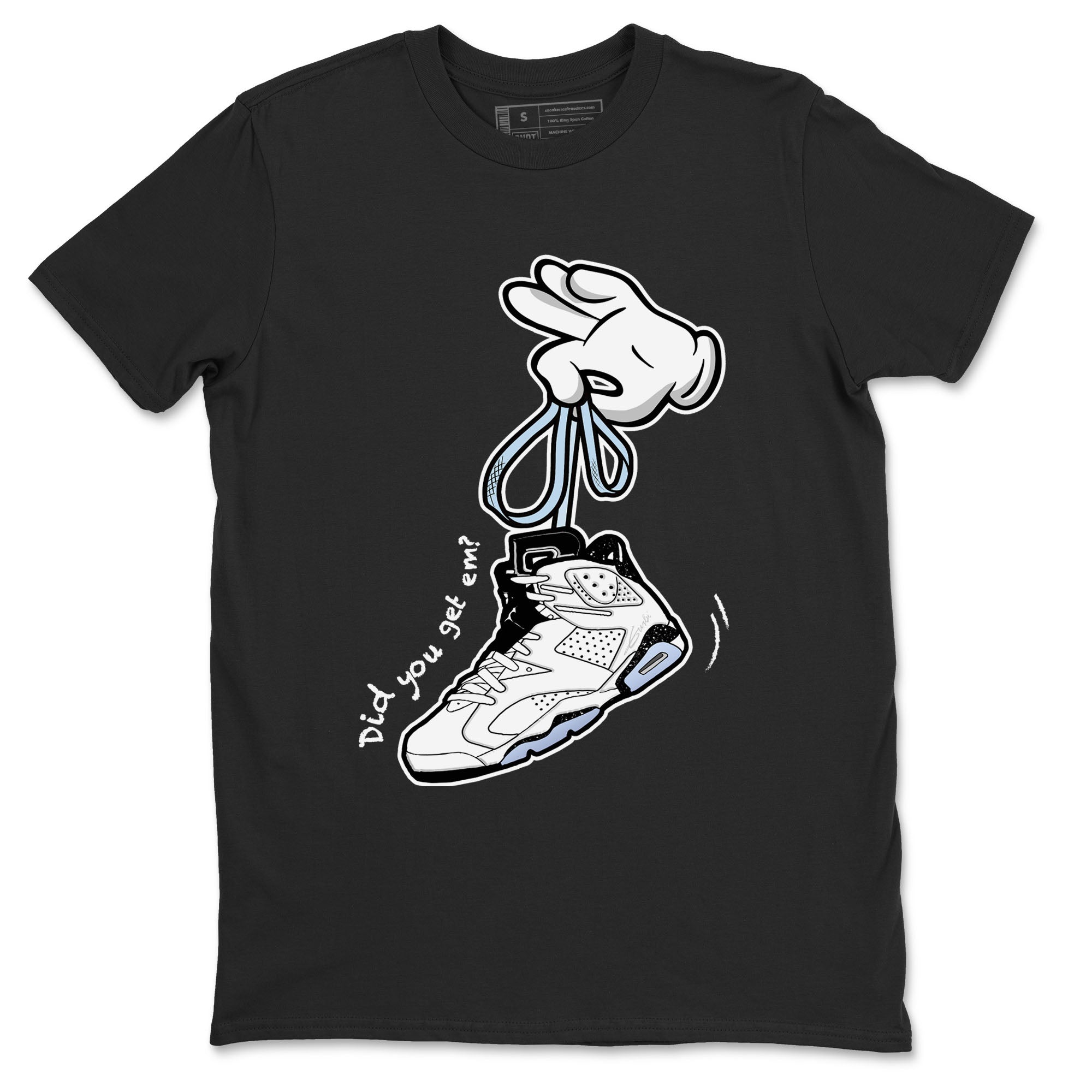 AJ6 White Black shirts to match jordans Cartoon Hands sneaker match tees Air Jordan 6 White Black Drip Gear Zone streetwear brand Black 2 unisex cotton tee