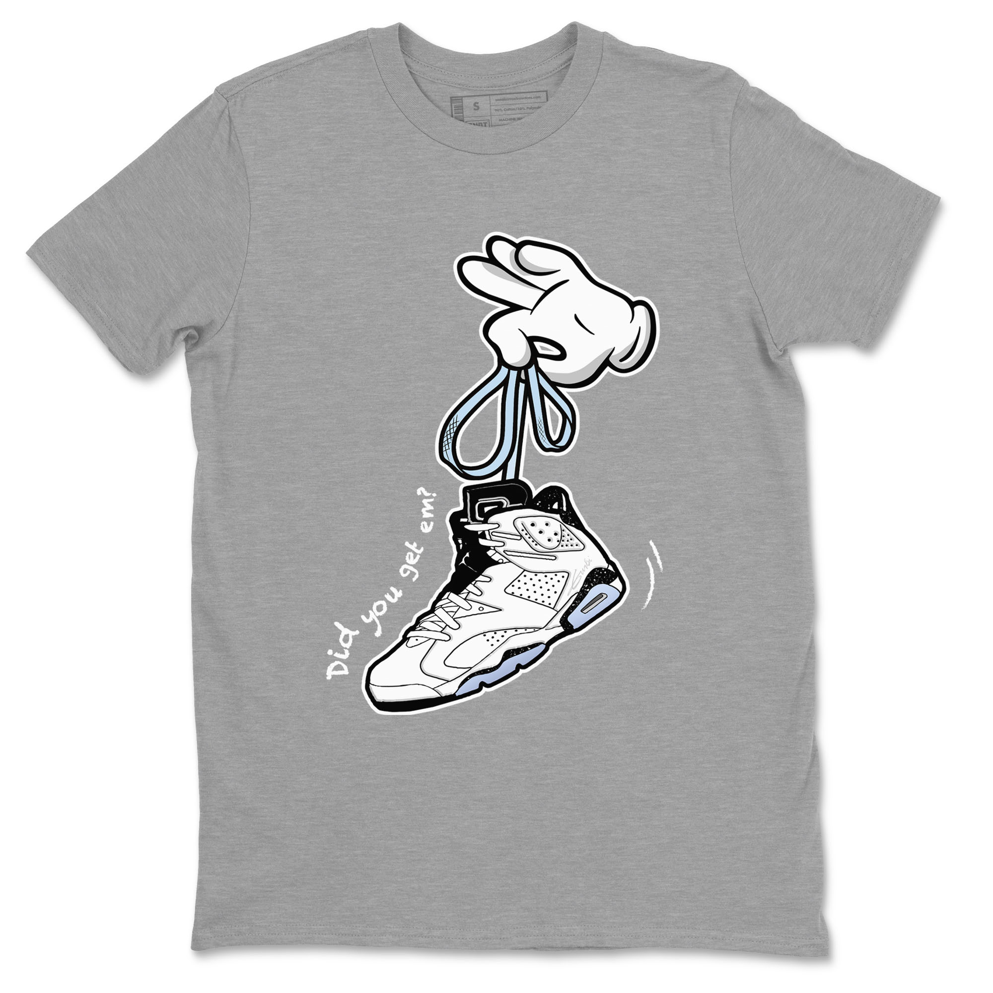 AJ6 White Black shirts to match jordans Cartoon Hands sneaker match tees Air Jordan 6 White Black Drip Gear Zone streetwear brand Heather Grey 2 unisex cotton tee