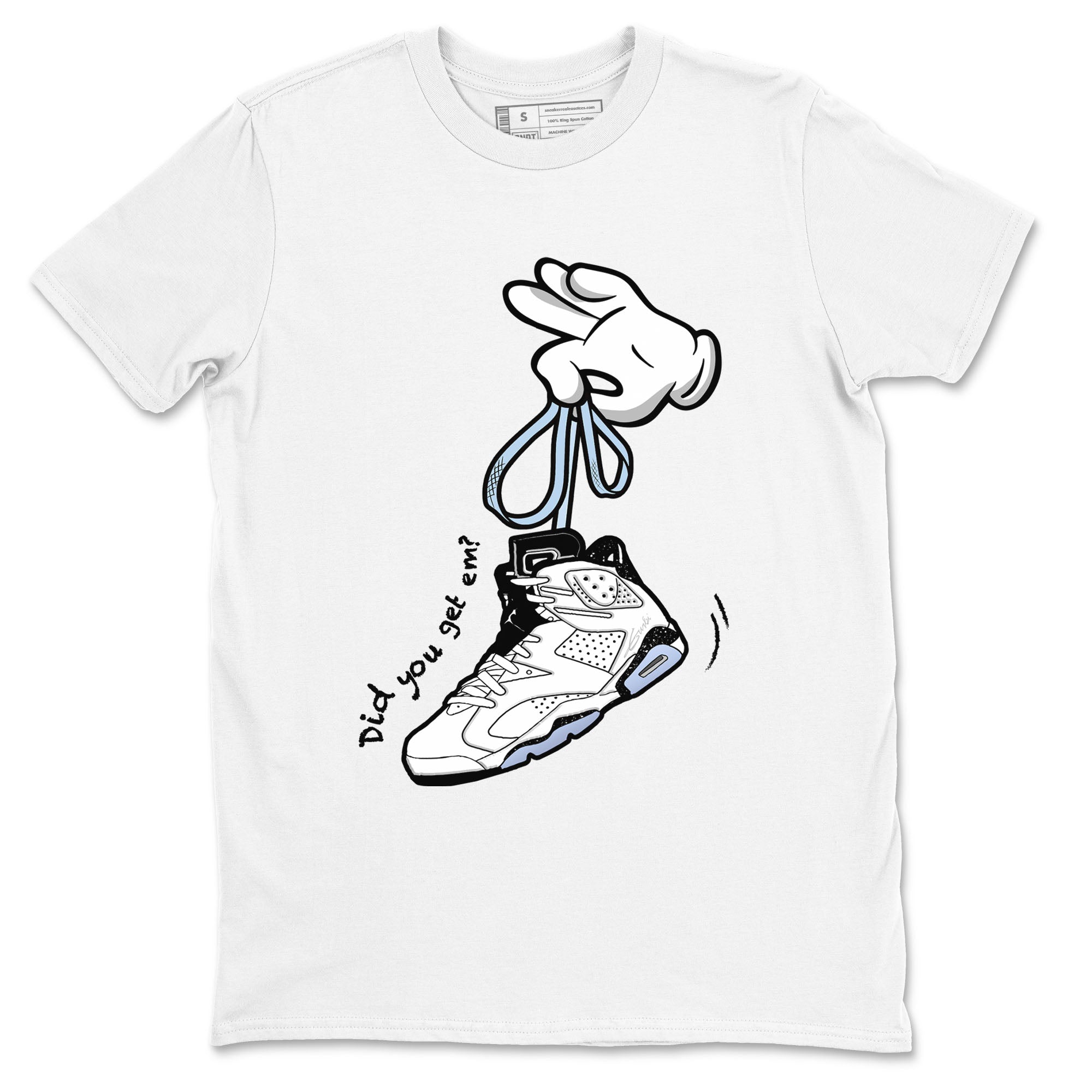 AJ6 White Black shirts to match jordans Cartoon Hands sneaker match tees Air Jordan 6 White Black Drip Gear Zone streetwear brand White 2 unisex cotton tee